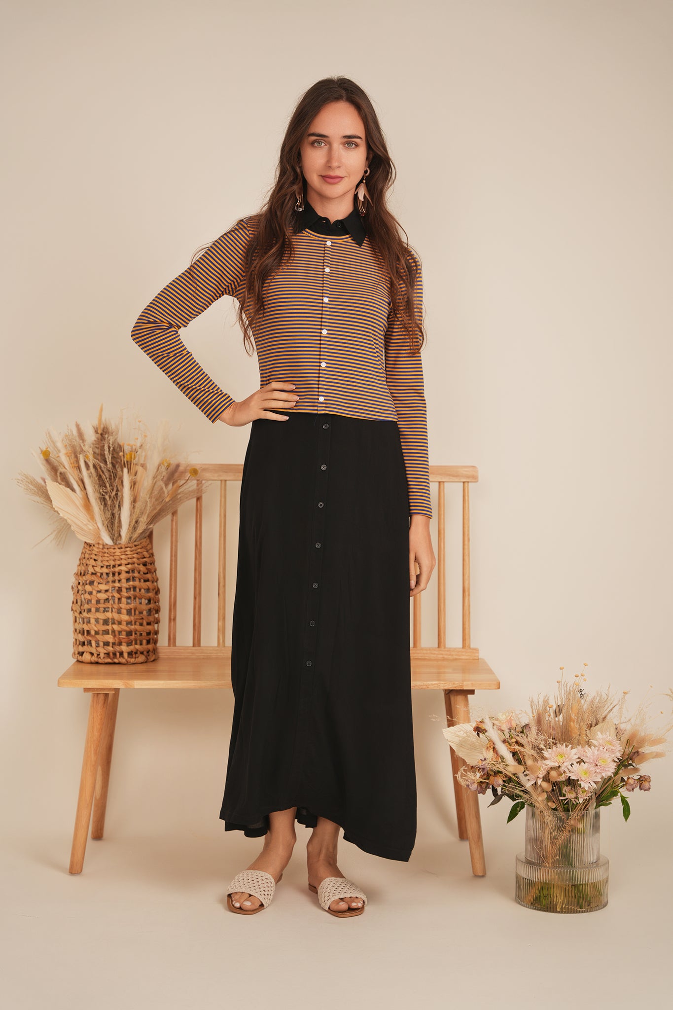 トップス GAUZEJERSEYDOUBLESLEEVETOPFUMIKAUCHIDA Gauze Button Down Shirt Jumper