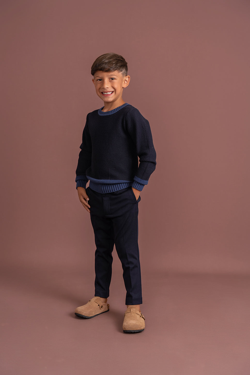 Two Tone Surplice Knit Sweater main image 1