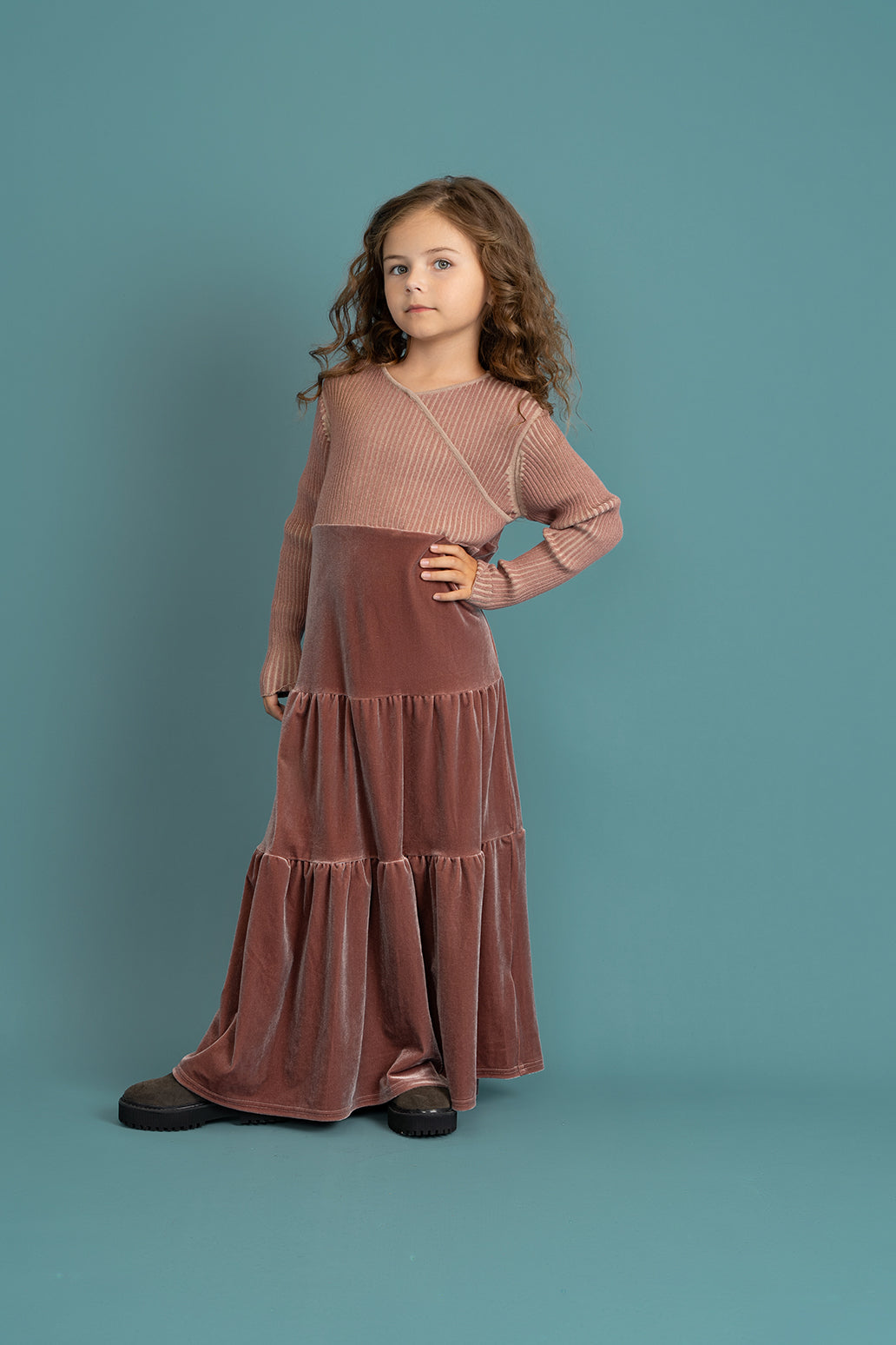 2 tone maxi dress Two-Tone Long Maxi Dress with Double Layer Skirt Black and Blush S / Black and Blush