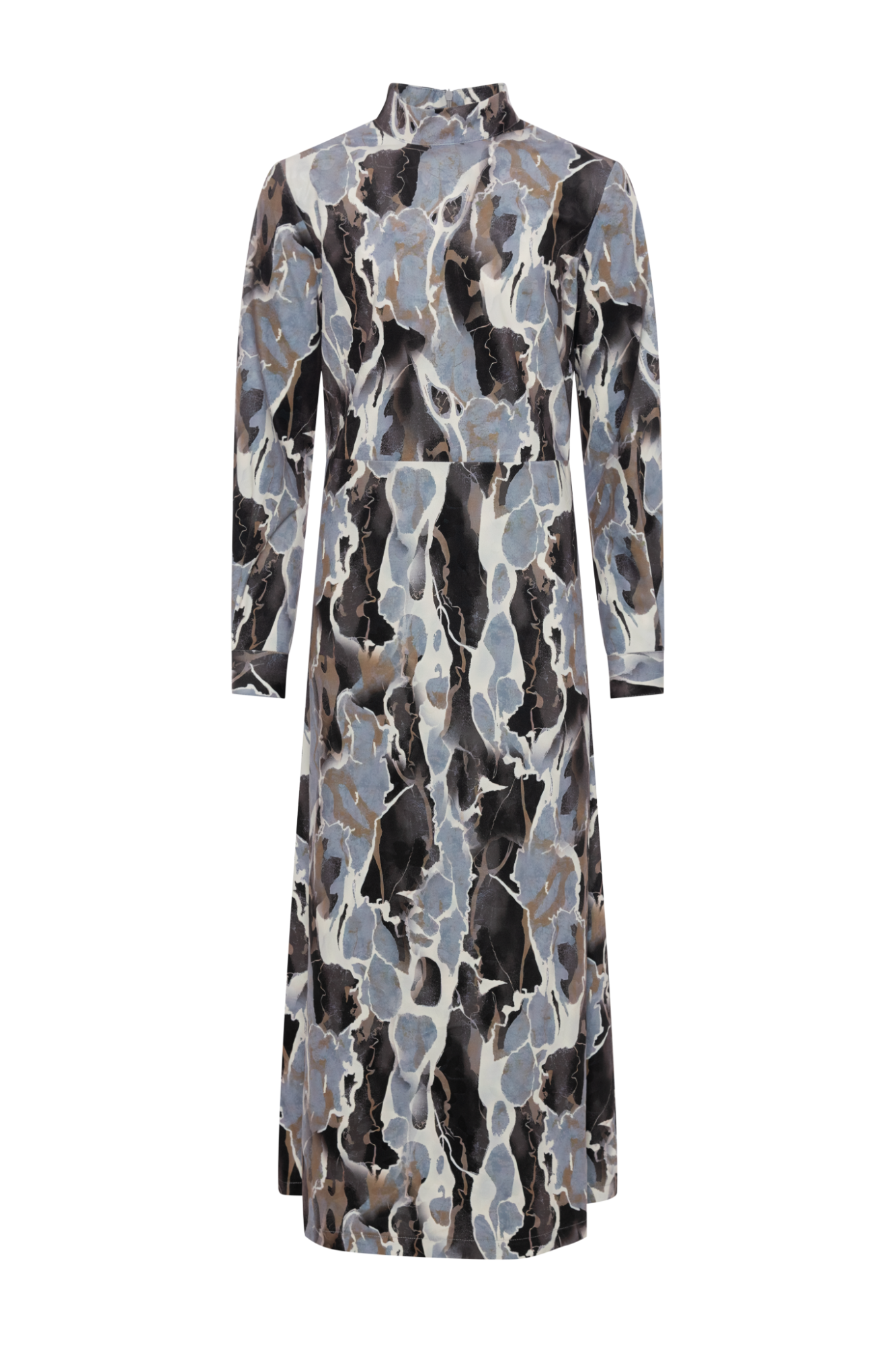 knee length dresses for ladies Velvet Printed Midi Mock Neck Dress