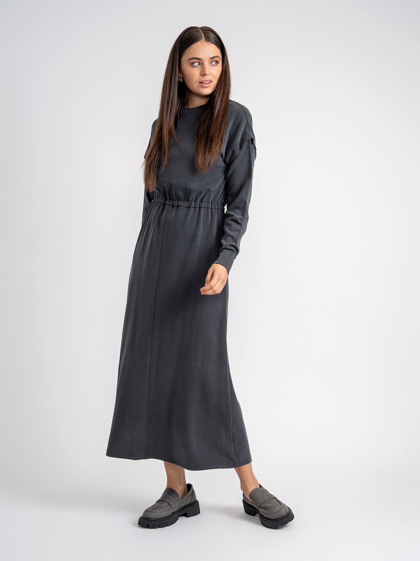 hush midi dress Drop Shoulder Midi Dress