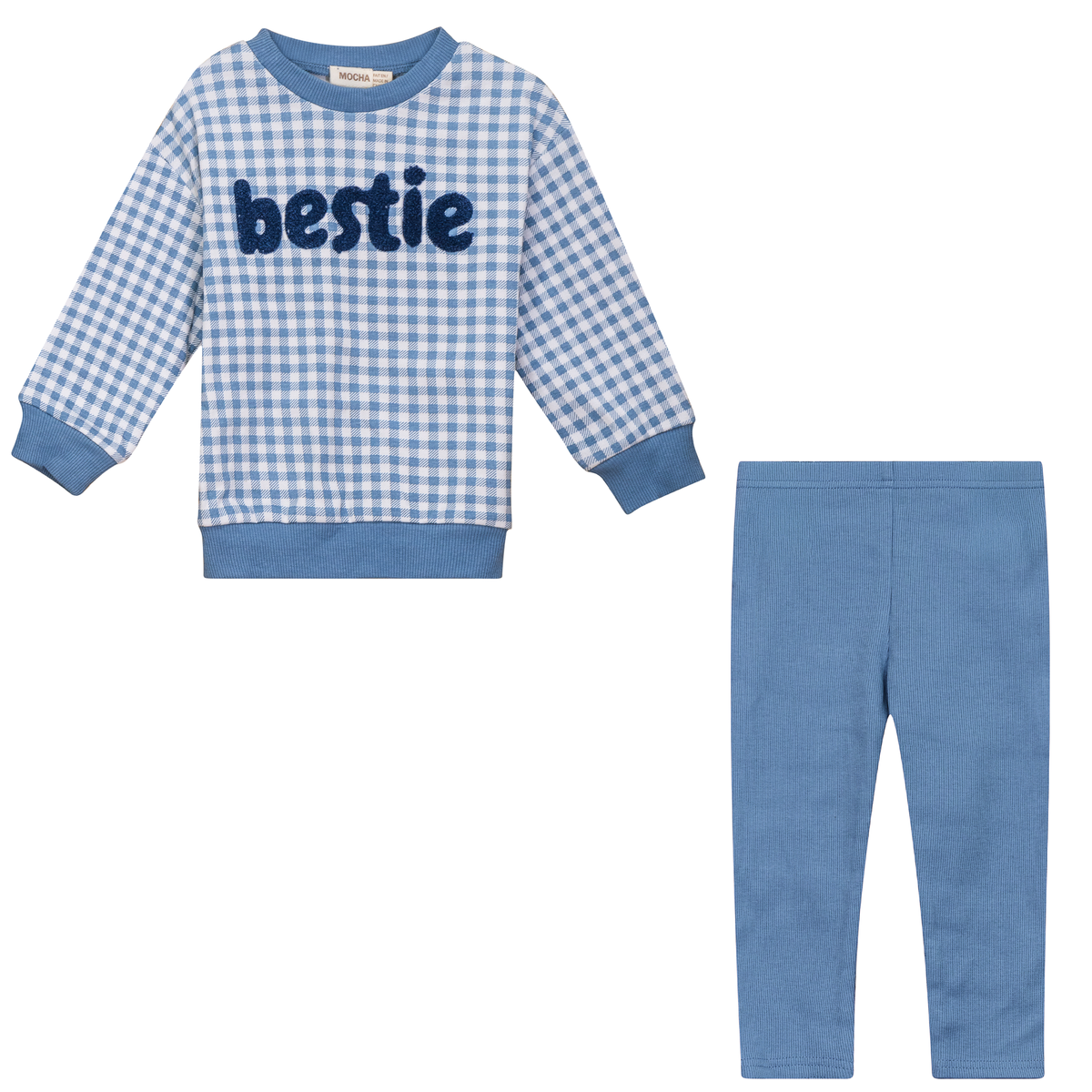 Checkered Mini Bestie 2Pc Set in Blue White by Mocha
