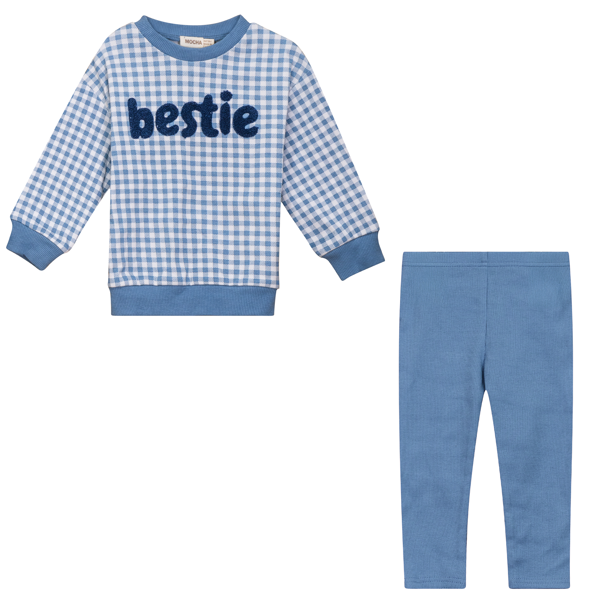 Checkered Mini Bestie 2Pc Set in Blue White by Mocha