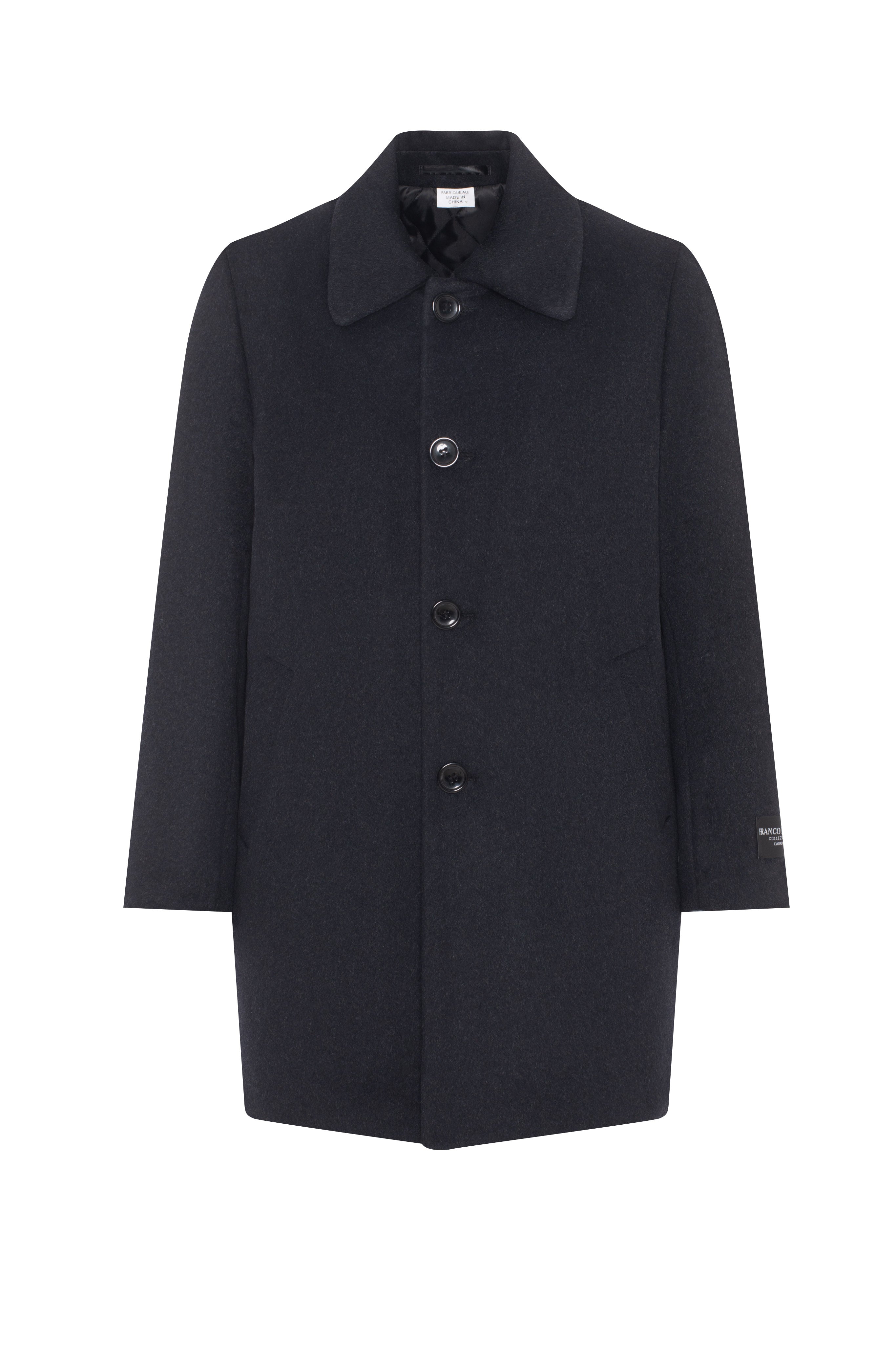 Long Wool Blend Coat in Charcoal by Franco Palino