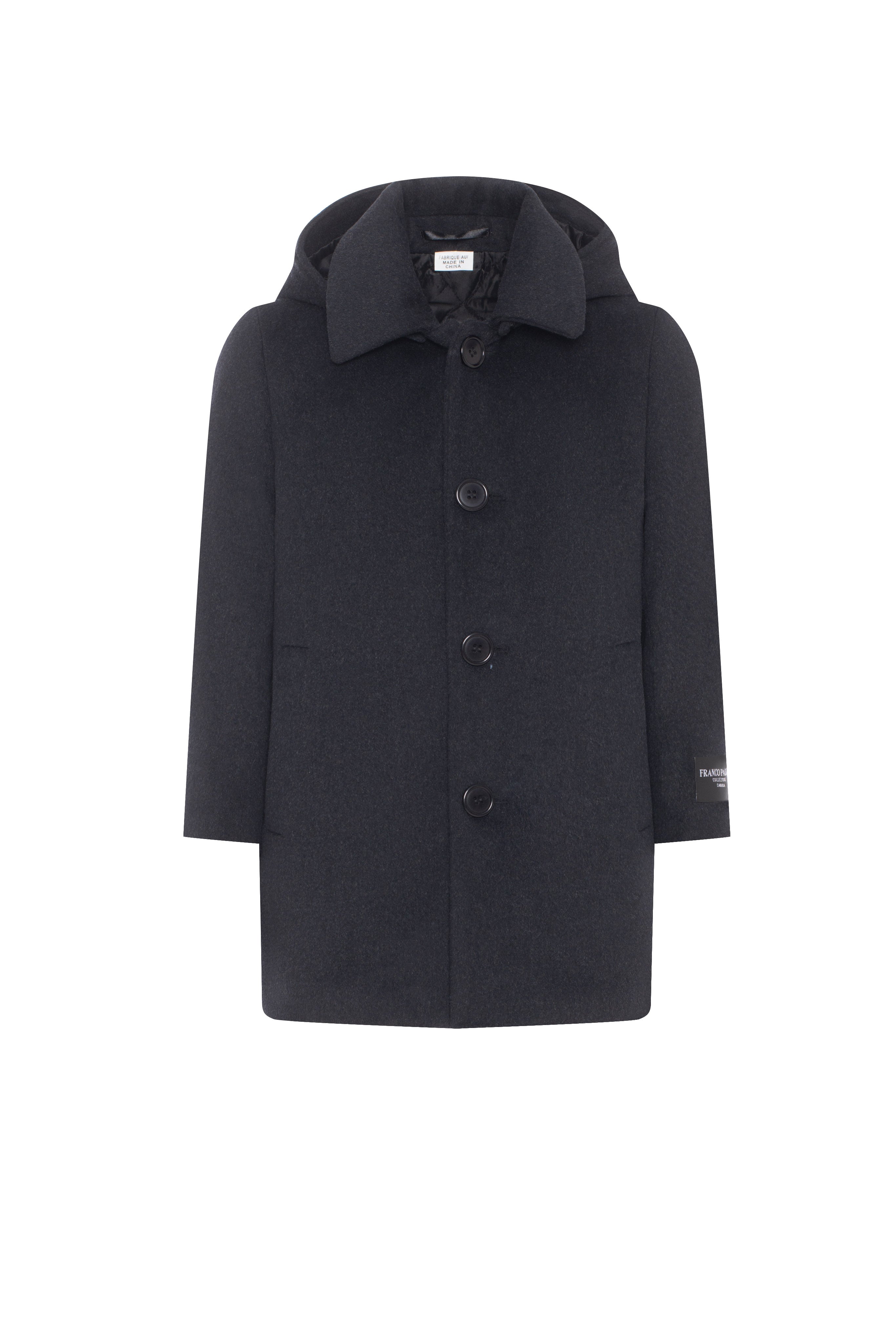 Long Wool Blend Coat in Charcoal by Franco Palino