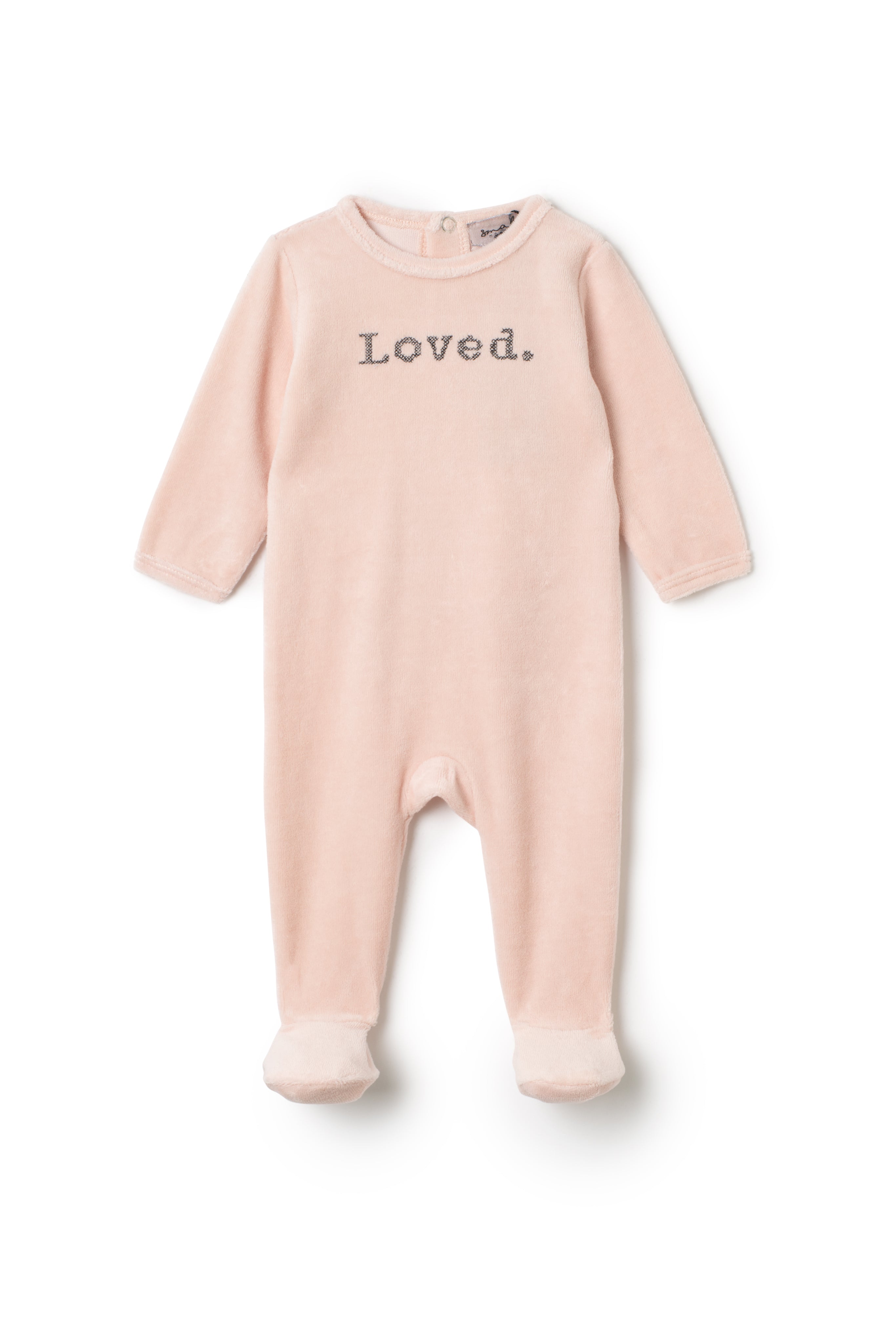 Loved Embroidered Onesie in Baby Pink by Small Moments