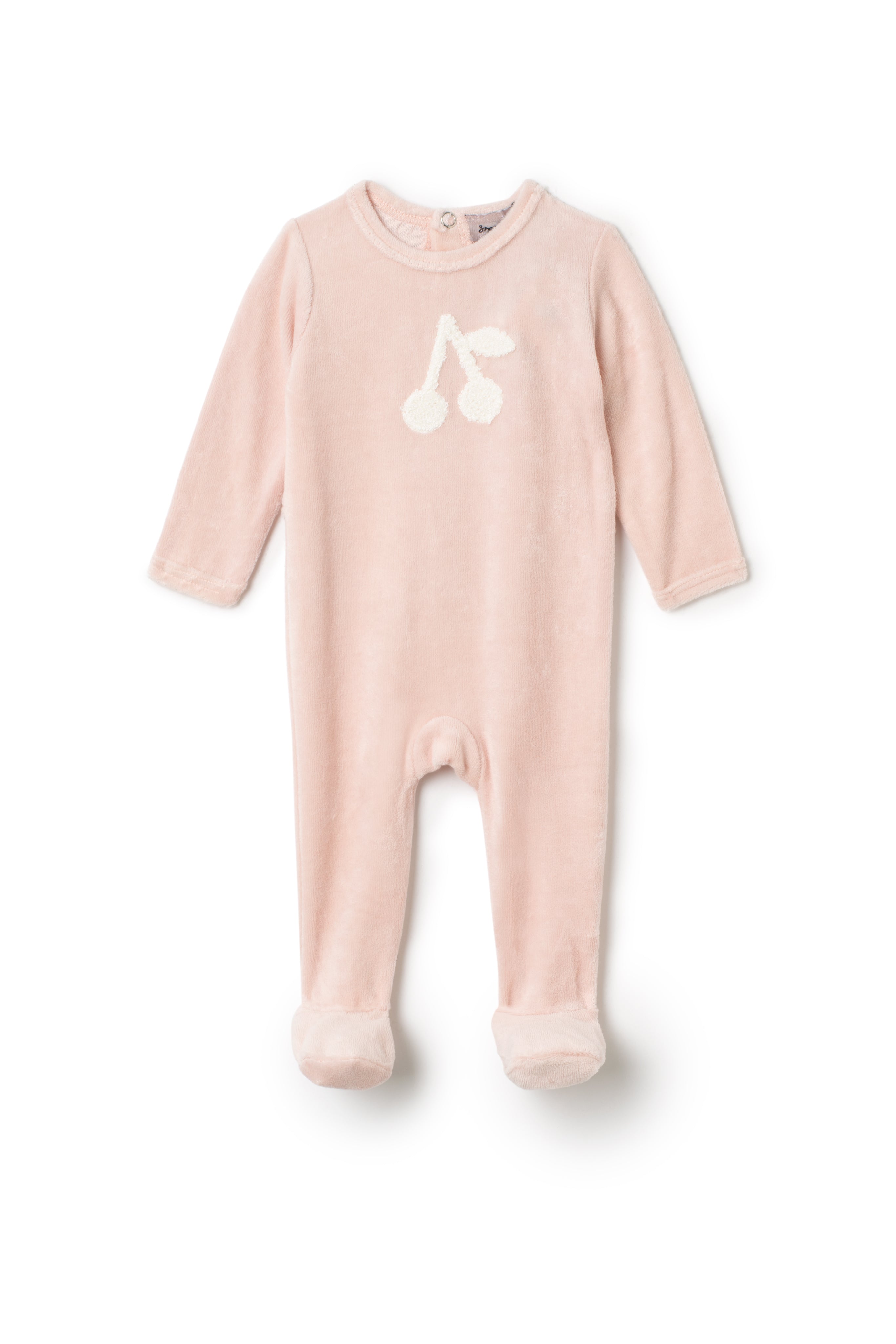 Cherry Hook Stitch Onesie in Baby Pink by Small Moments