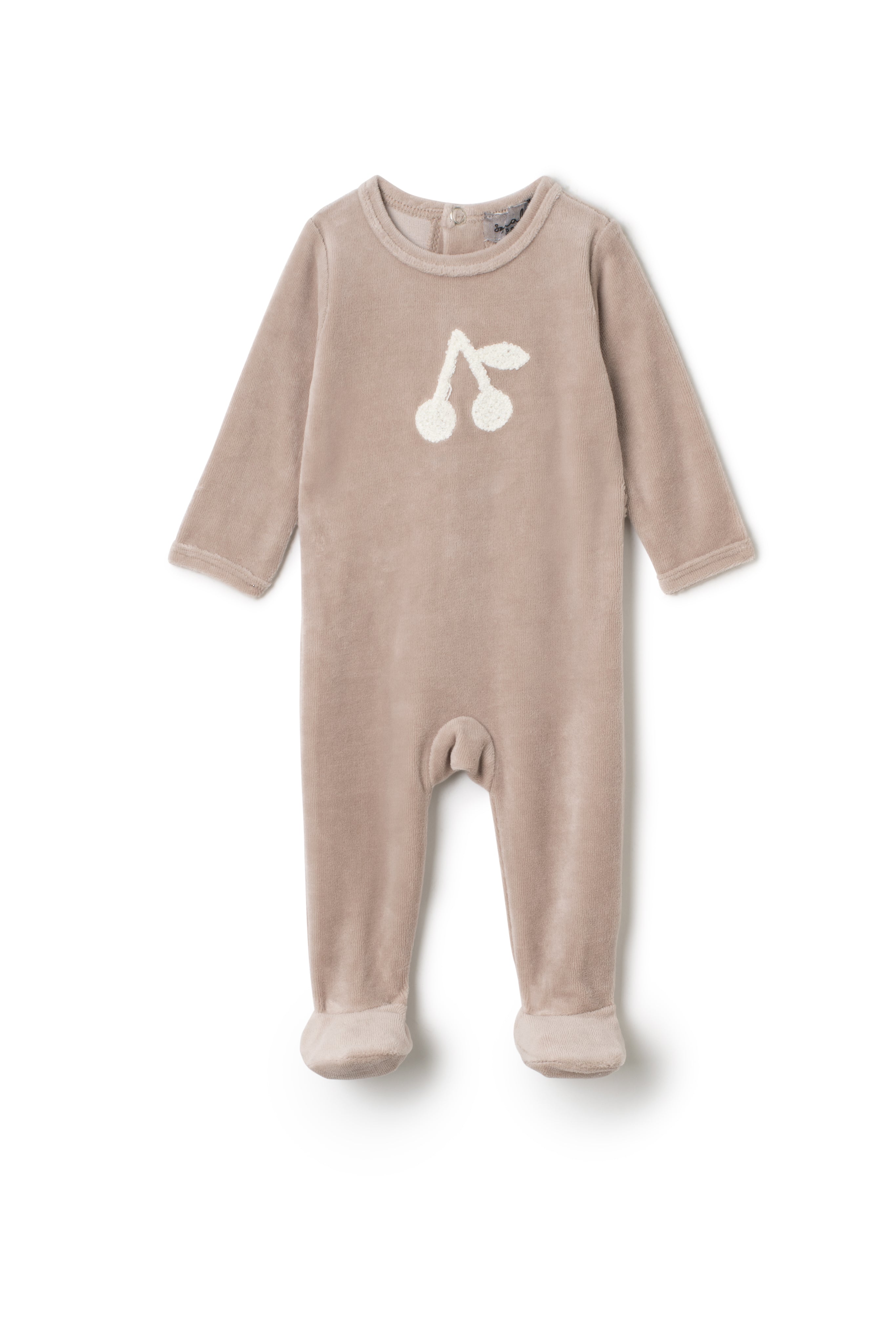 Cherry Hook Stitch Onesie in Beige by Small Moments