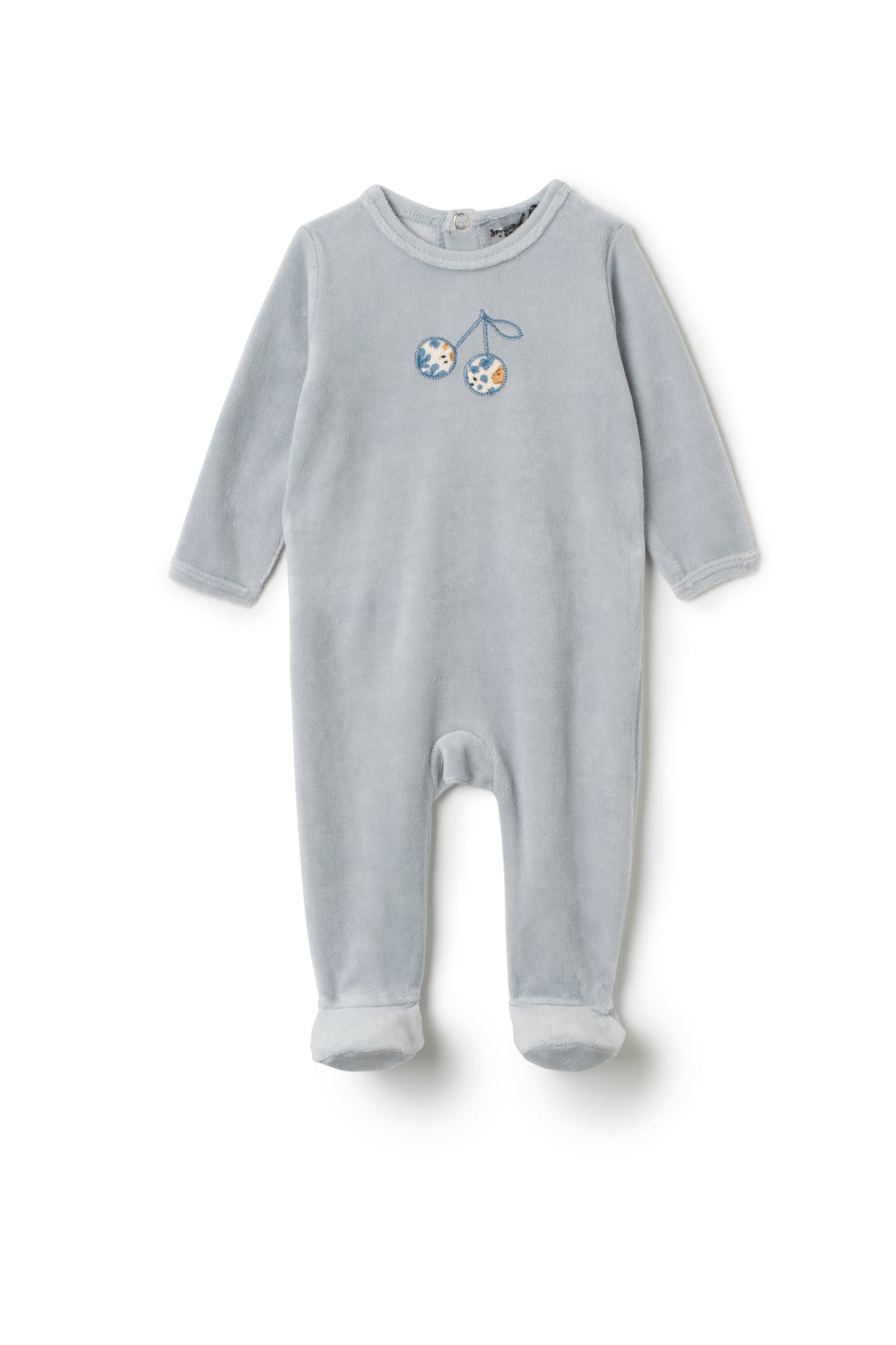 Cherry Embroidered Onesie in Blue Mist by Small Moments