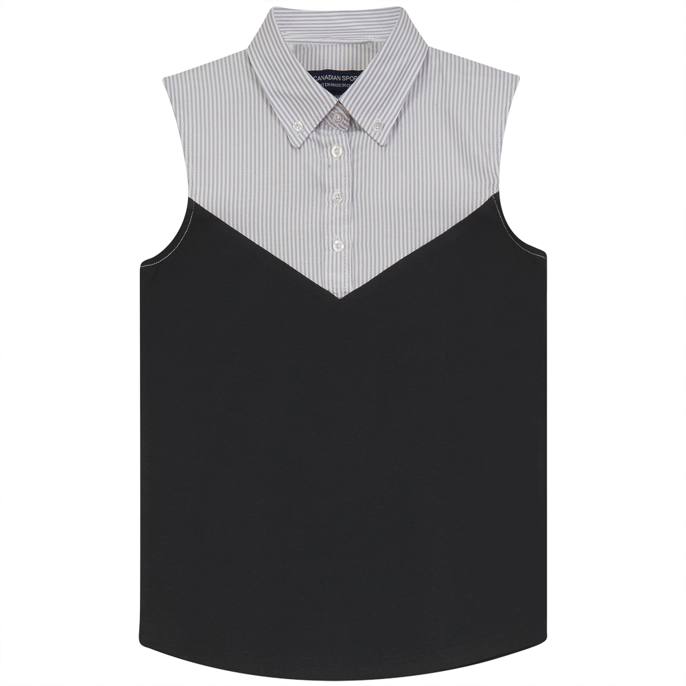 Sleeveless Stripe Shirt in White Grey by Canadian Sport