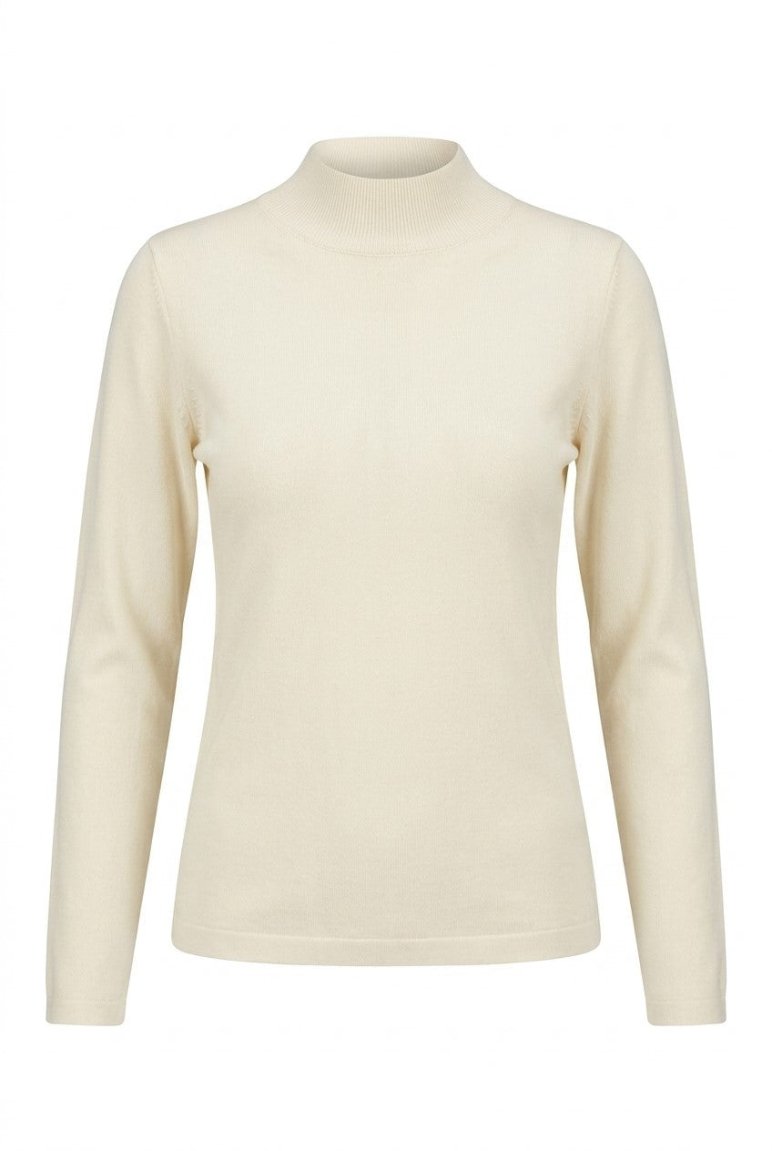 Knit Mock Neck in Cream by Diciannove