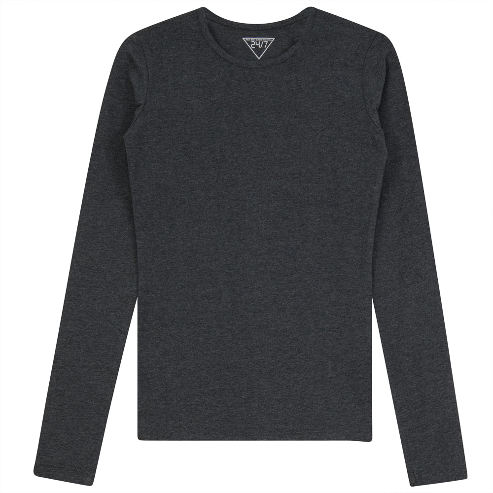 Long Sleeves Crewneck T-Shirt in Charcoal Mix by 24/7