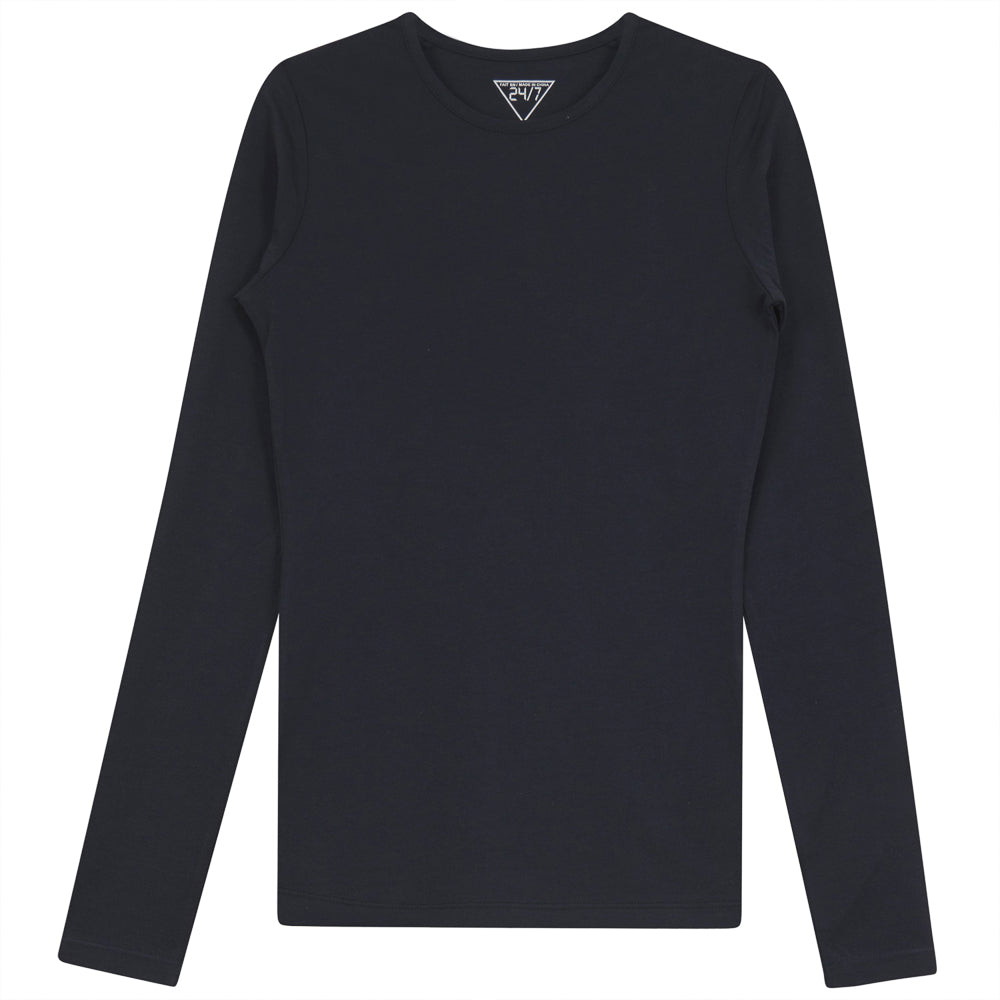 Long Sleeves Crewneck T-Shirt in Navy by 24/7