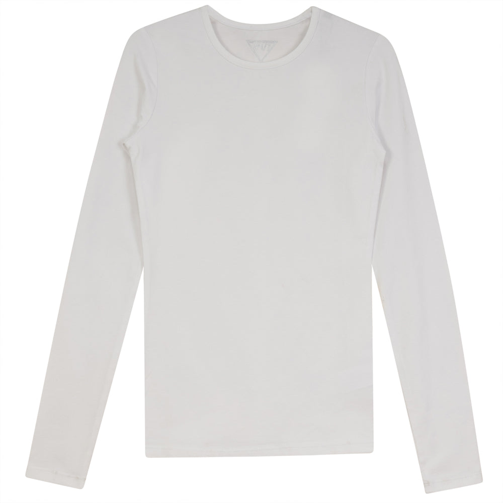 Long Sleeves Crewneck T-Shirt in White by 24/7