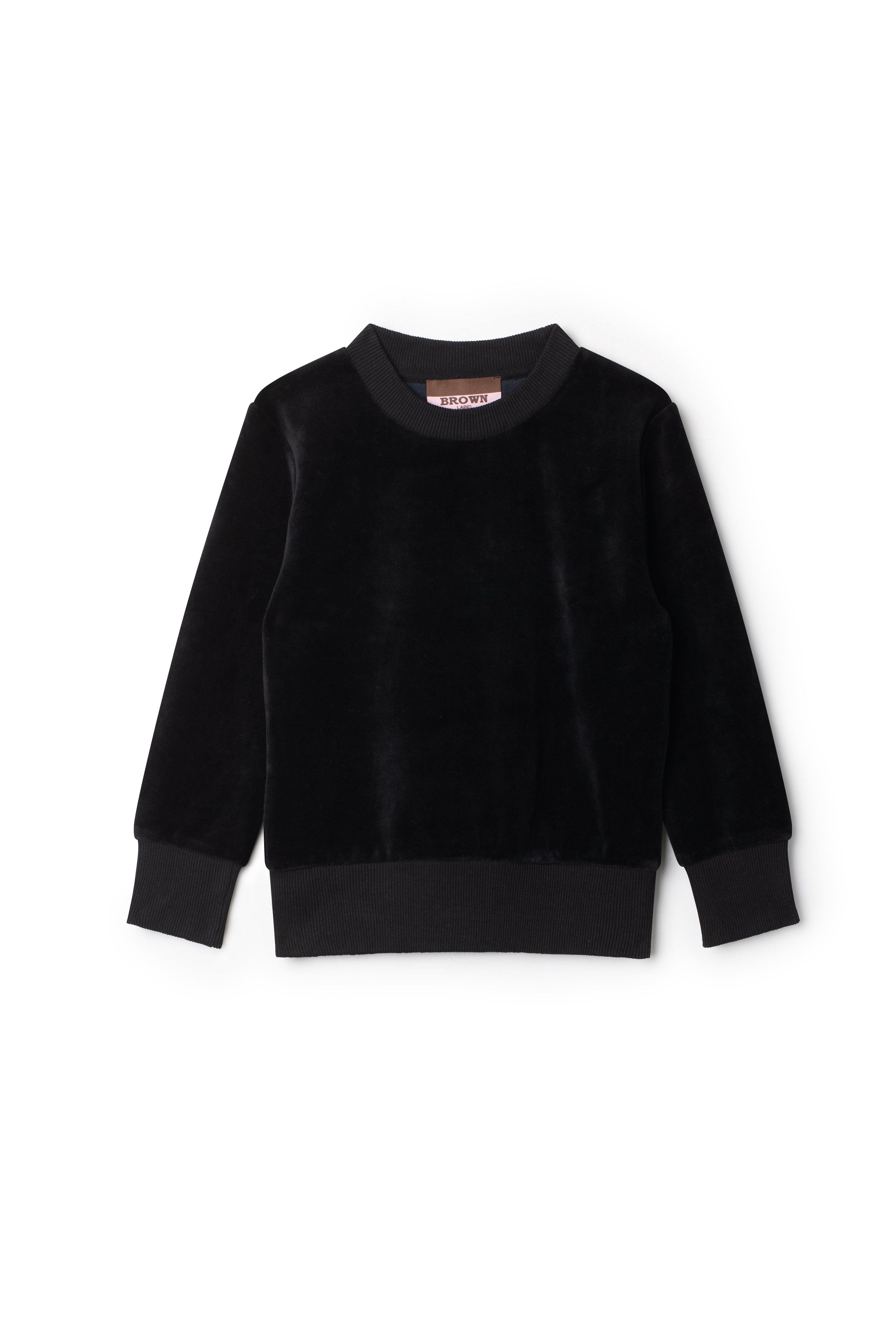 Basic Velour Crewneck Sweater in Dark Navy by Brown Label