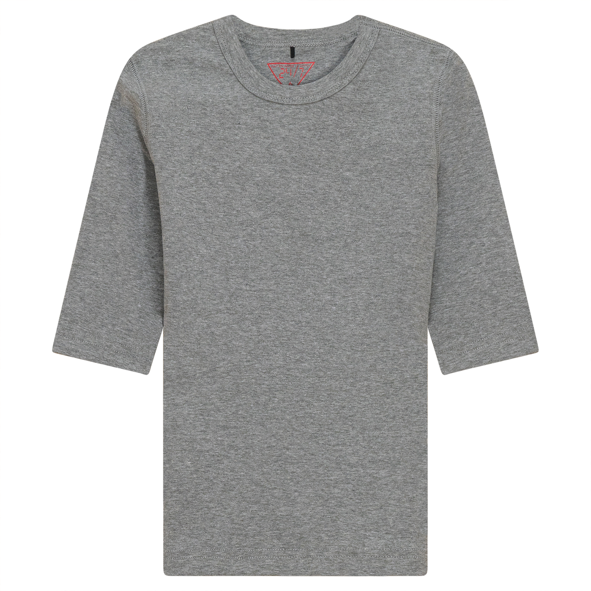 Ribbed 3/4 Sleeves T-Shirt in Grey Mix by 24-Jul