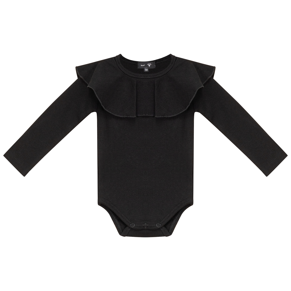 Ruffle Ribbed Bubble in Black by Peek a boo