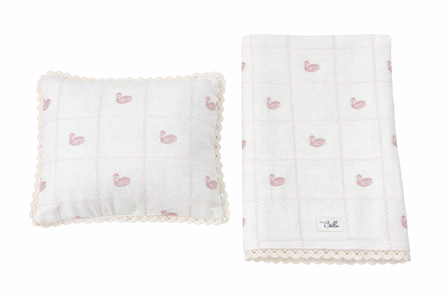 Knit Blanket & Pillow Set in Off White Primrose One Size by Bebe Bella