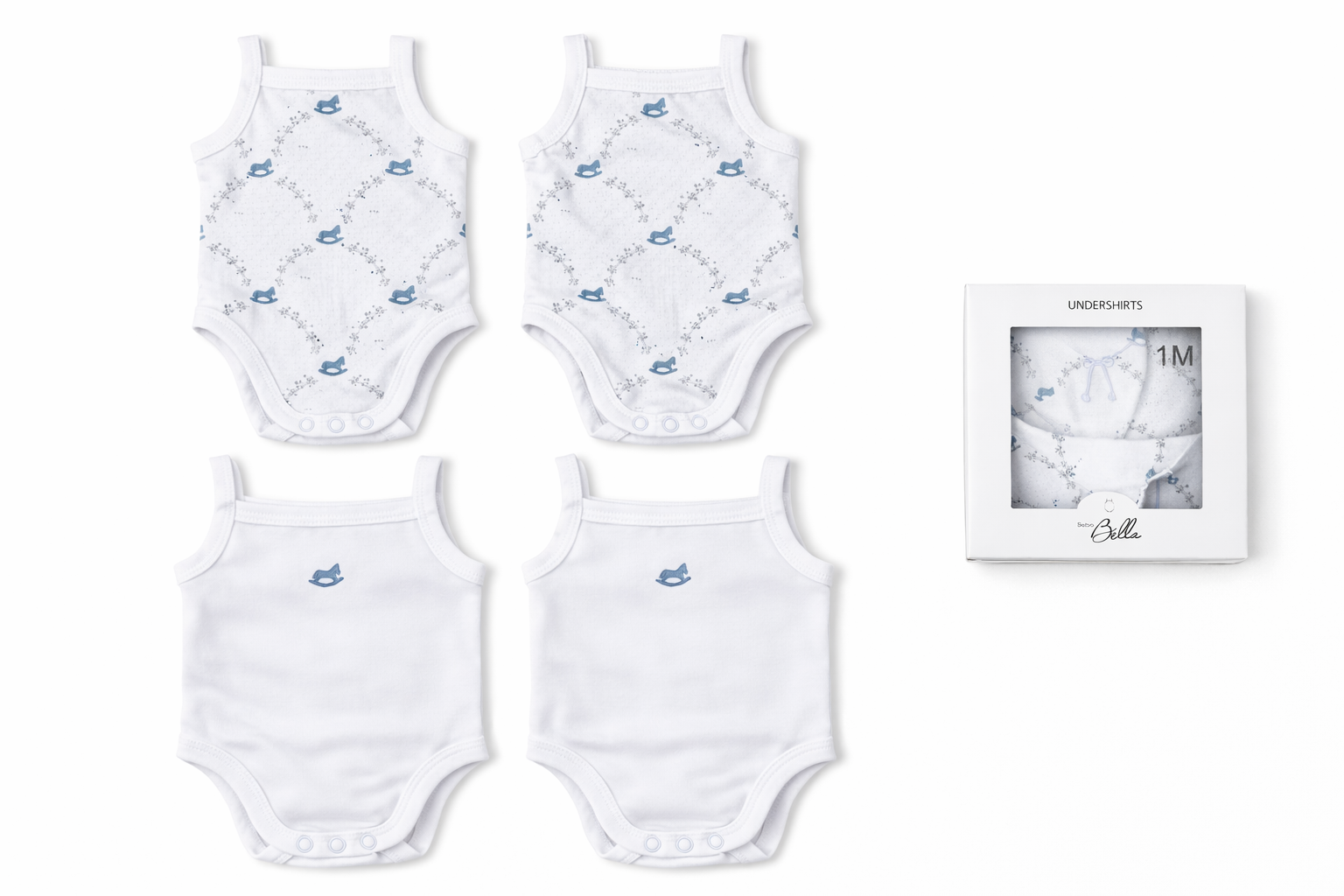 Solid Undershirts Pack in White by Bebe Bella