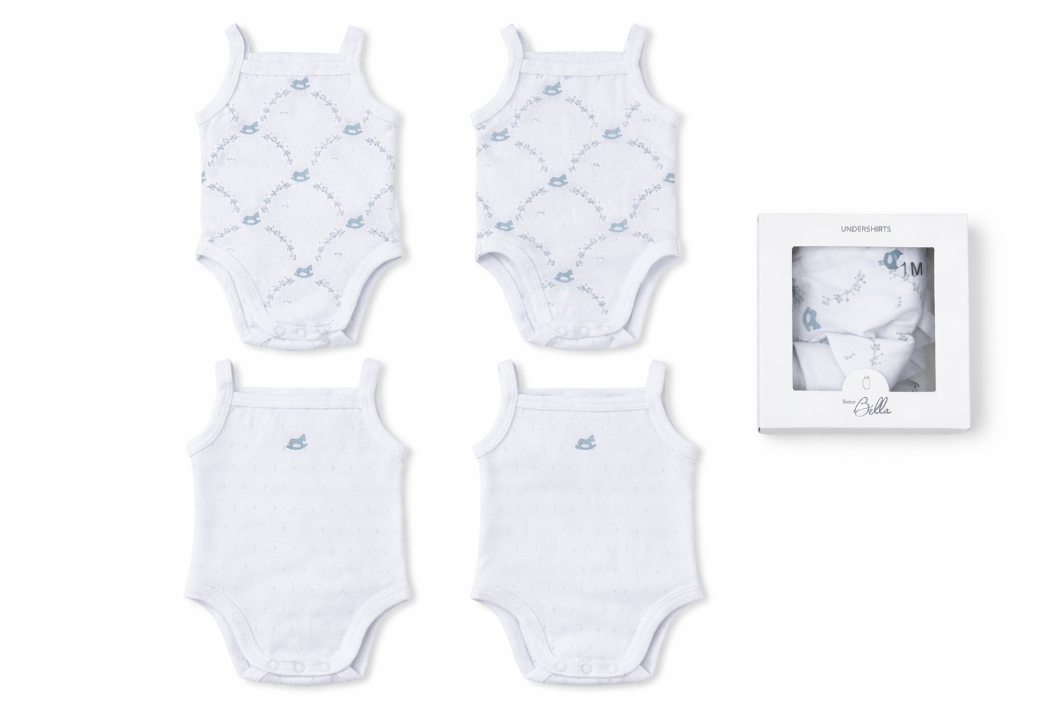 Pointelle Rocking Horse Undershirts Pack in White by Bebe Bella