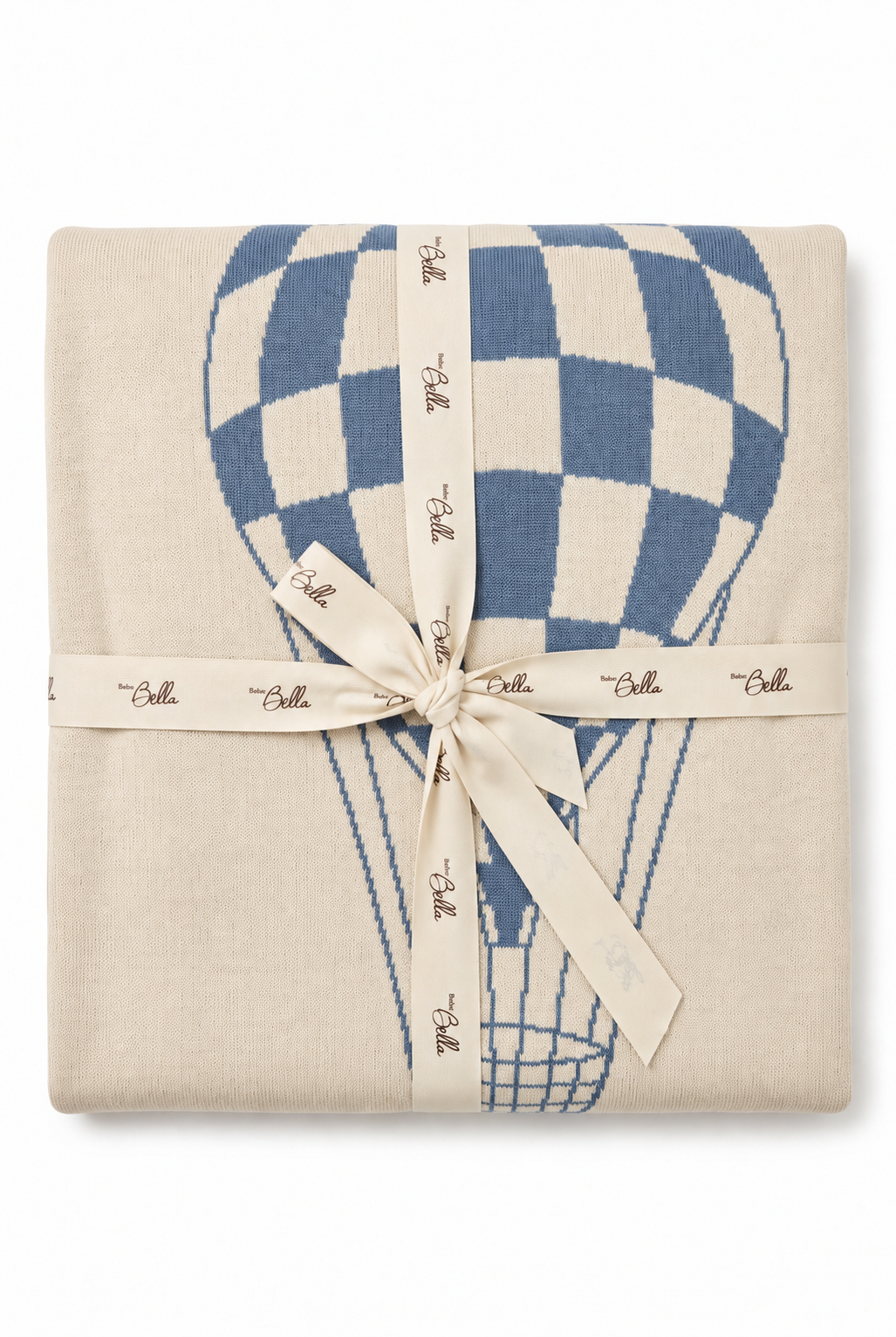 Knit Checkered Hot Air Balloon Blanket in Dark Almond Blue One Size by Bebe Bella