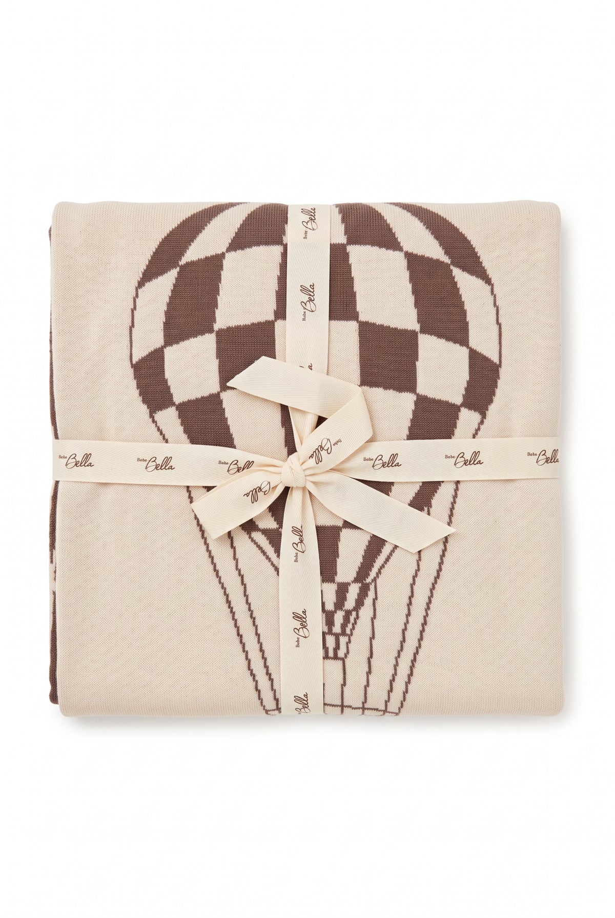 Knit Checkered Hot Air Balloon Blanket in Dark Almond Mink One Size by Bebe Bella