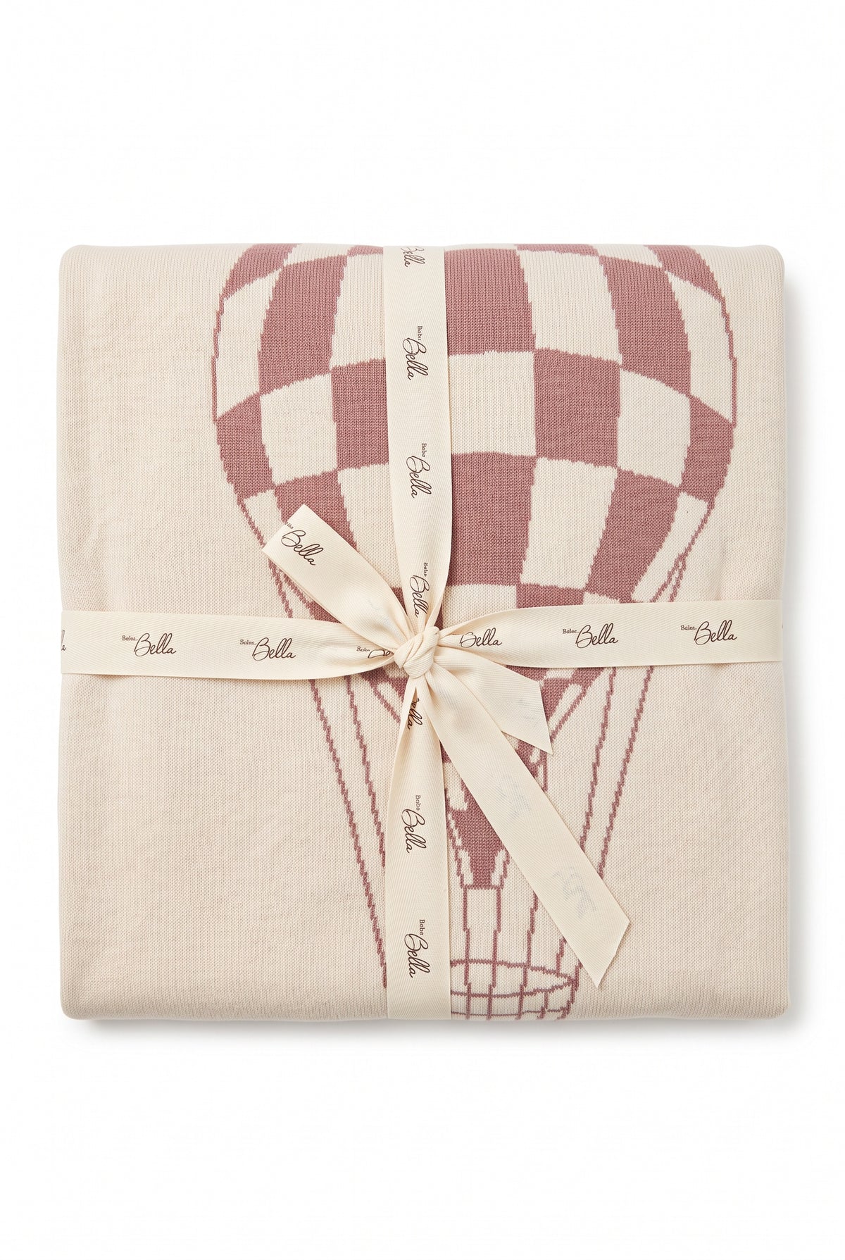 Knit Checkered Hot Air Balloon Blanket in Dark Almond Rose One Size by Bebe Bella
