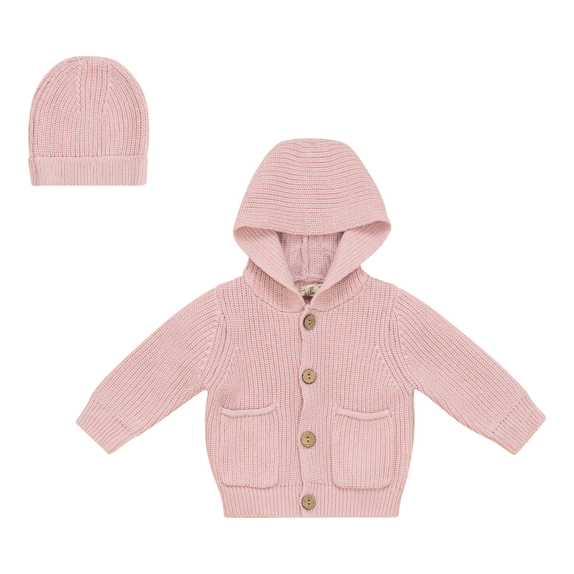Hoodie Knit Jacket With Hat in Petal by Bebe Bella
