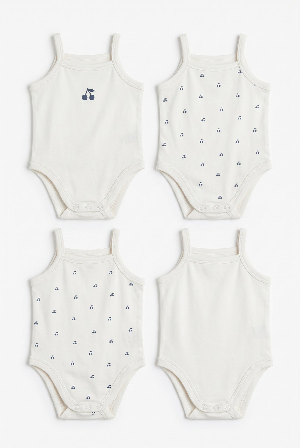 Cherry Print Onesie in White Blue by Bebe Bella