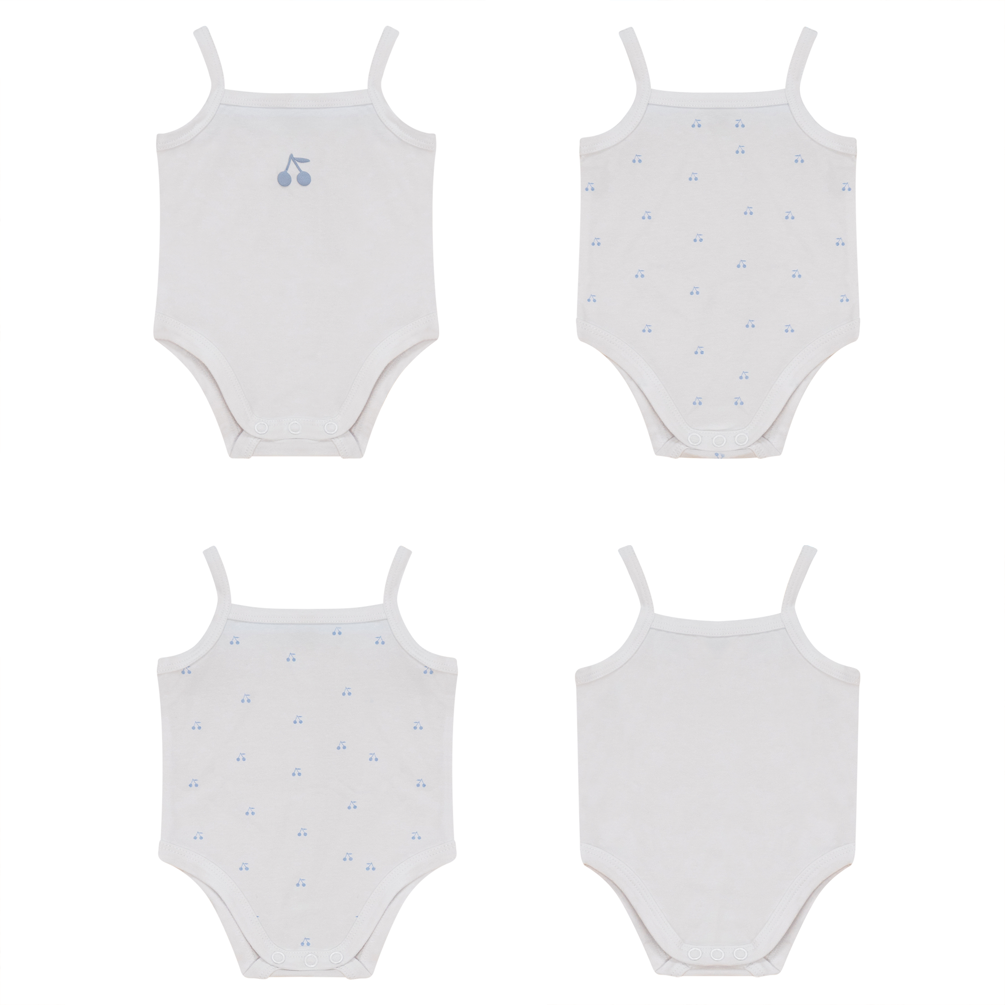 Cherry Print Onesie Set in White Blue by Bebe Bella
