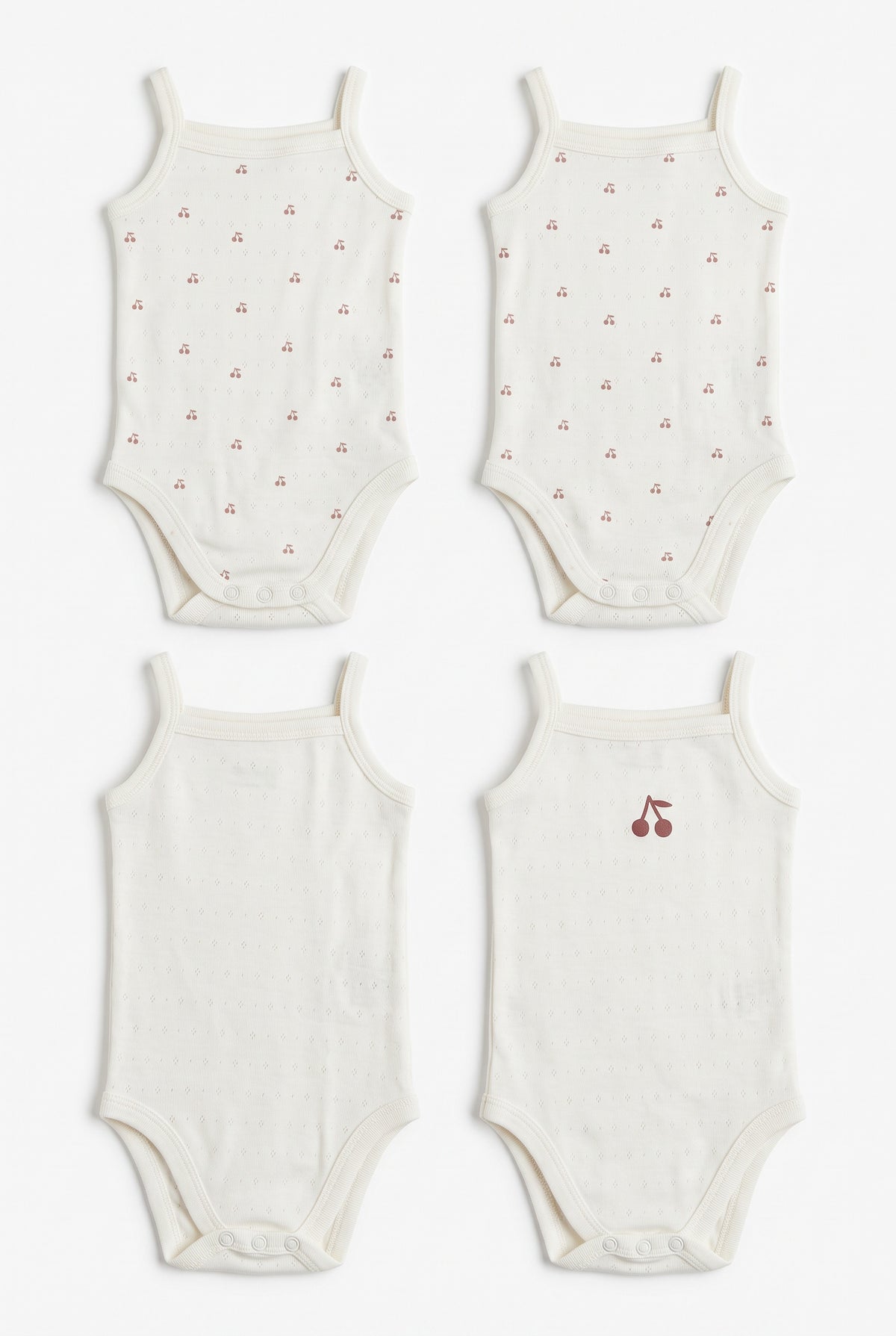 Pointelle Undershirt With Cherry Print in White Mauve by Bebe Bella