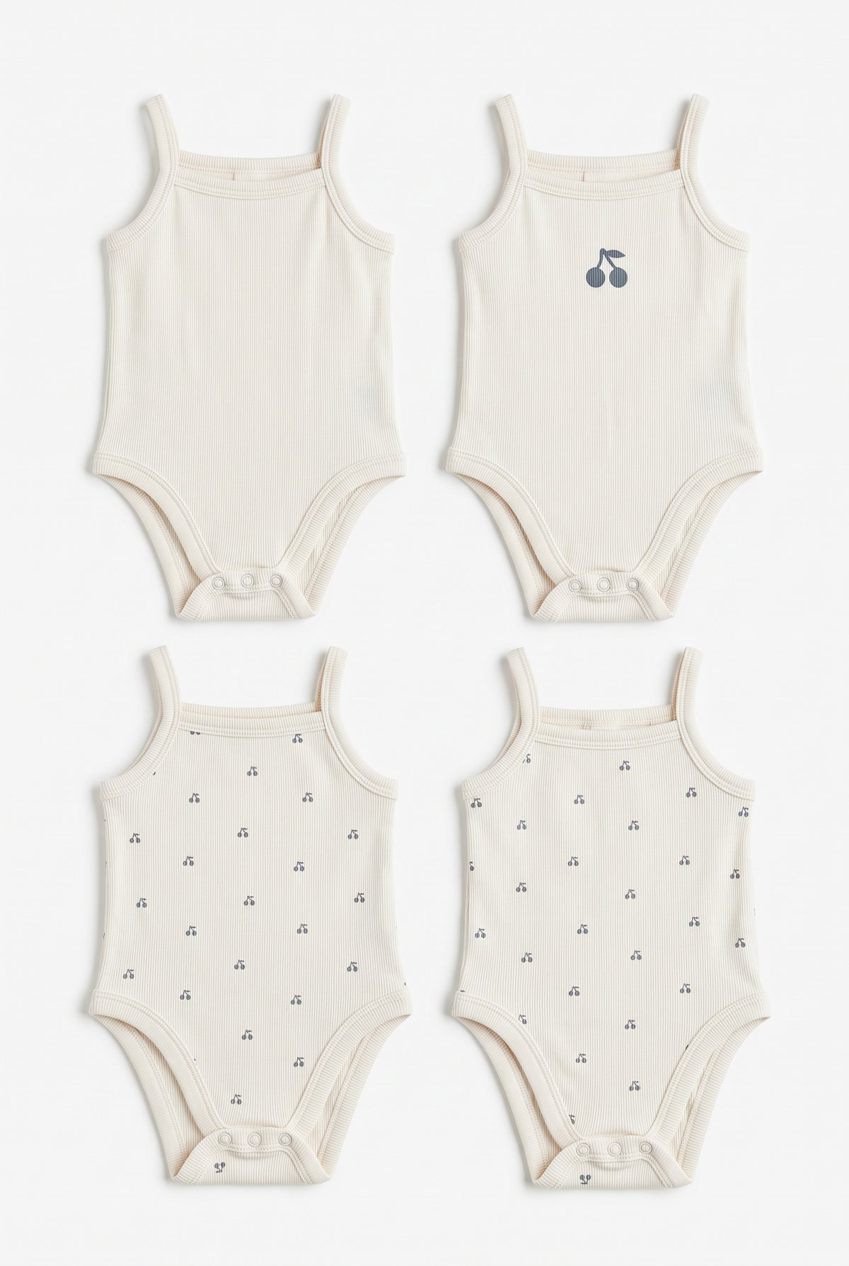 Ribbed Cherry Print Onesie Set in White Blue by Bebe Bella