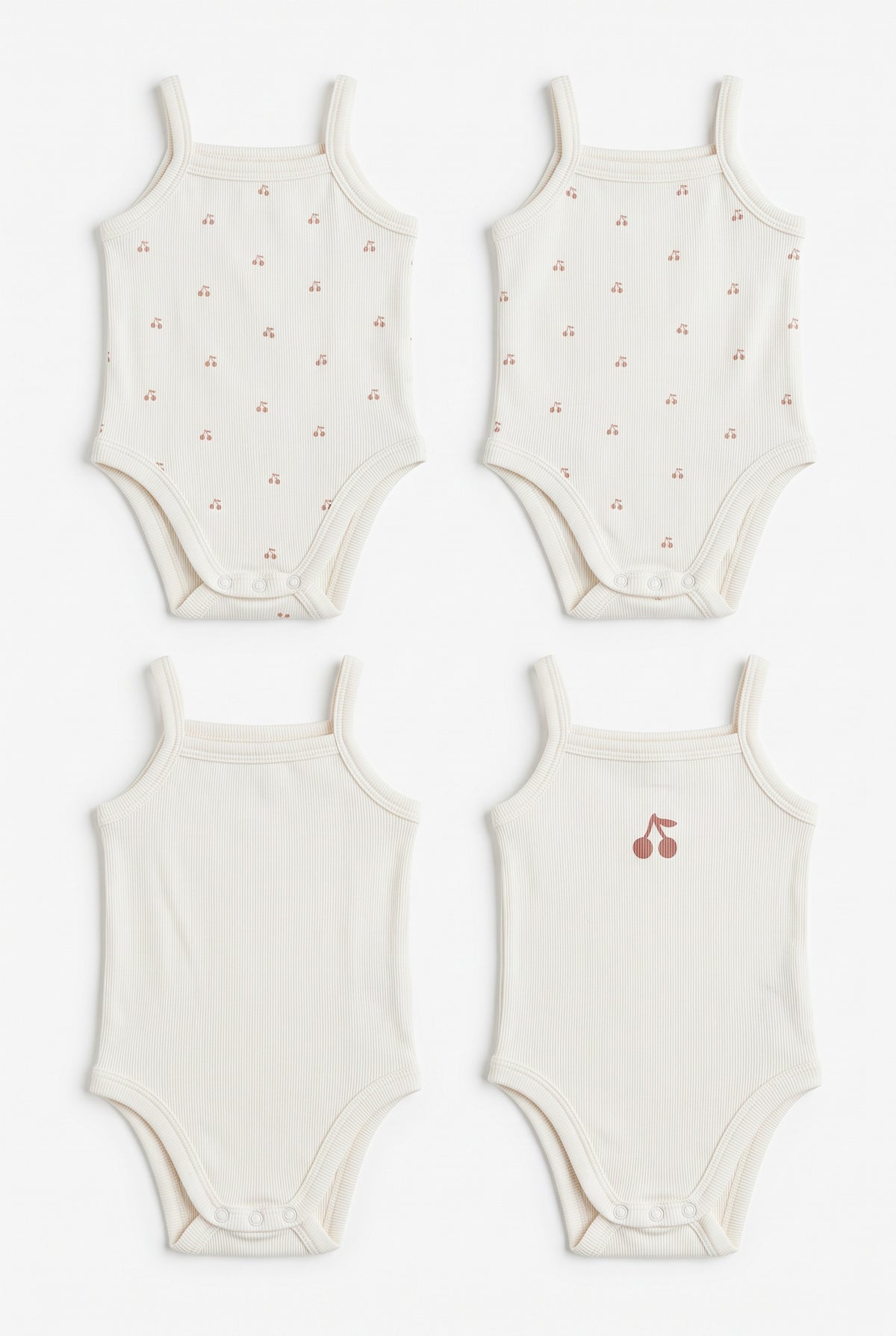 Ribbed Cherry Print Onesie Set in White Mauve by Bebe Bella