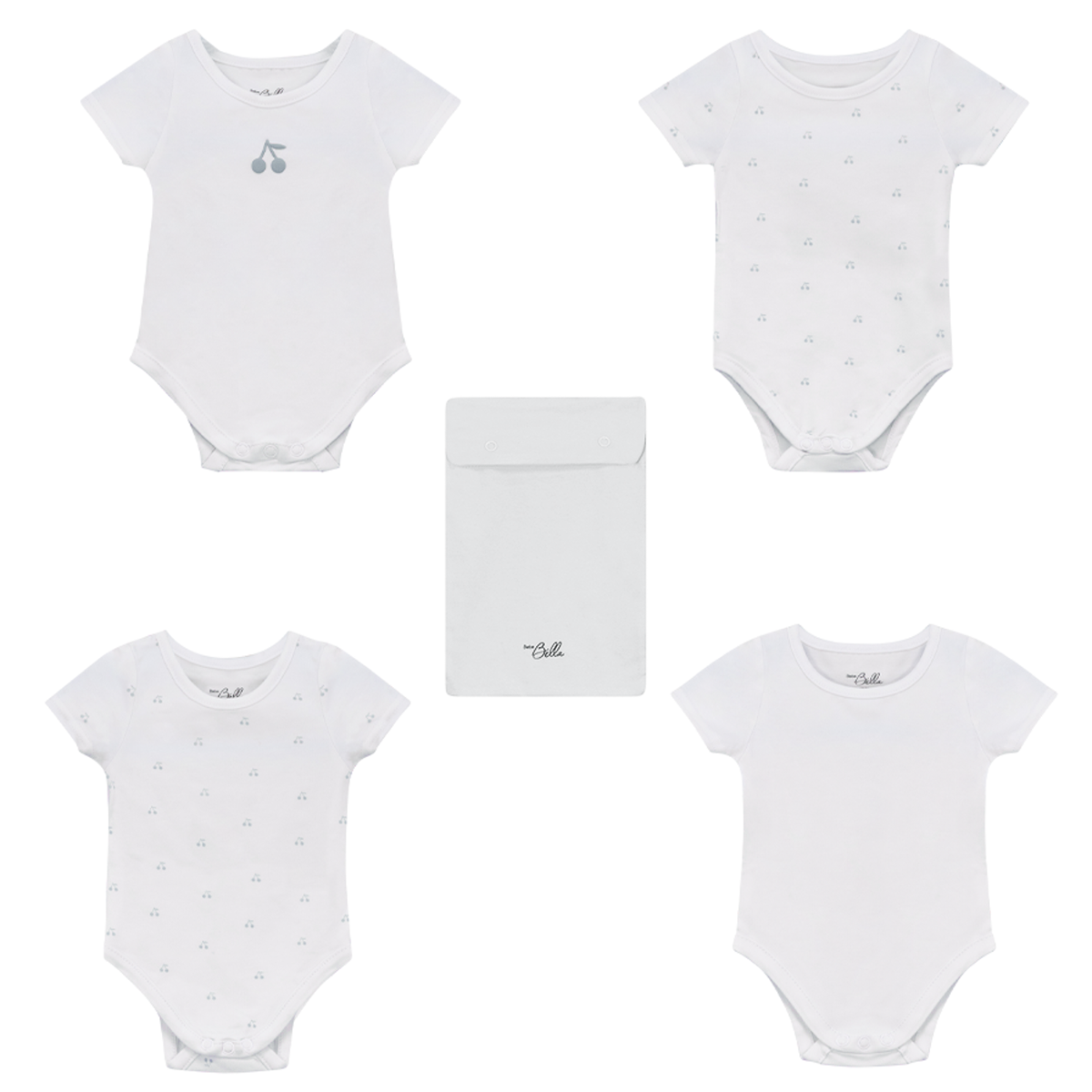 Cherry Print Undershirt Set in Pure White Blue by Bebe Bella