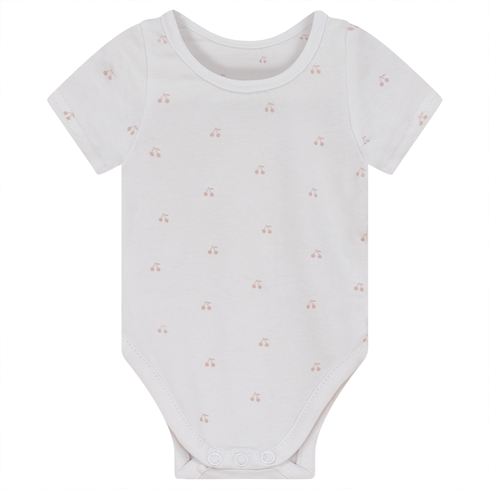 Cherry Print Undershirt Pure White Mauve Baby Set by {{ product_vemdor}}