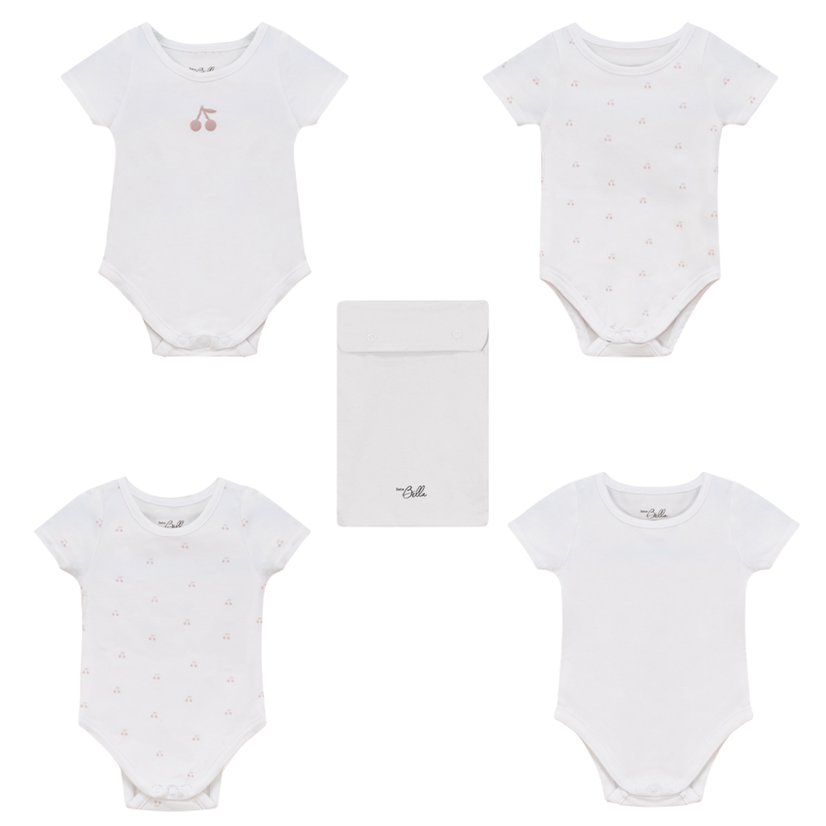 Cherry Print Undershirt Set in Pure White Mauve by Bebe Bella