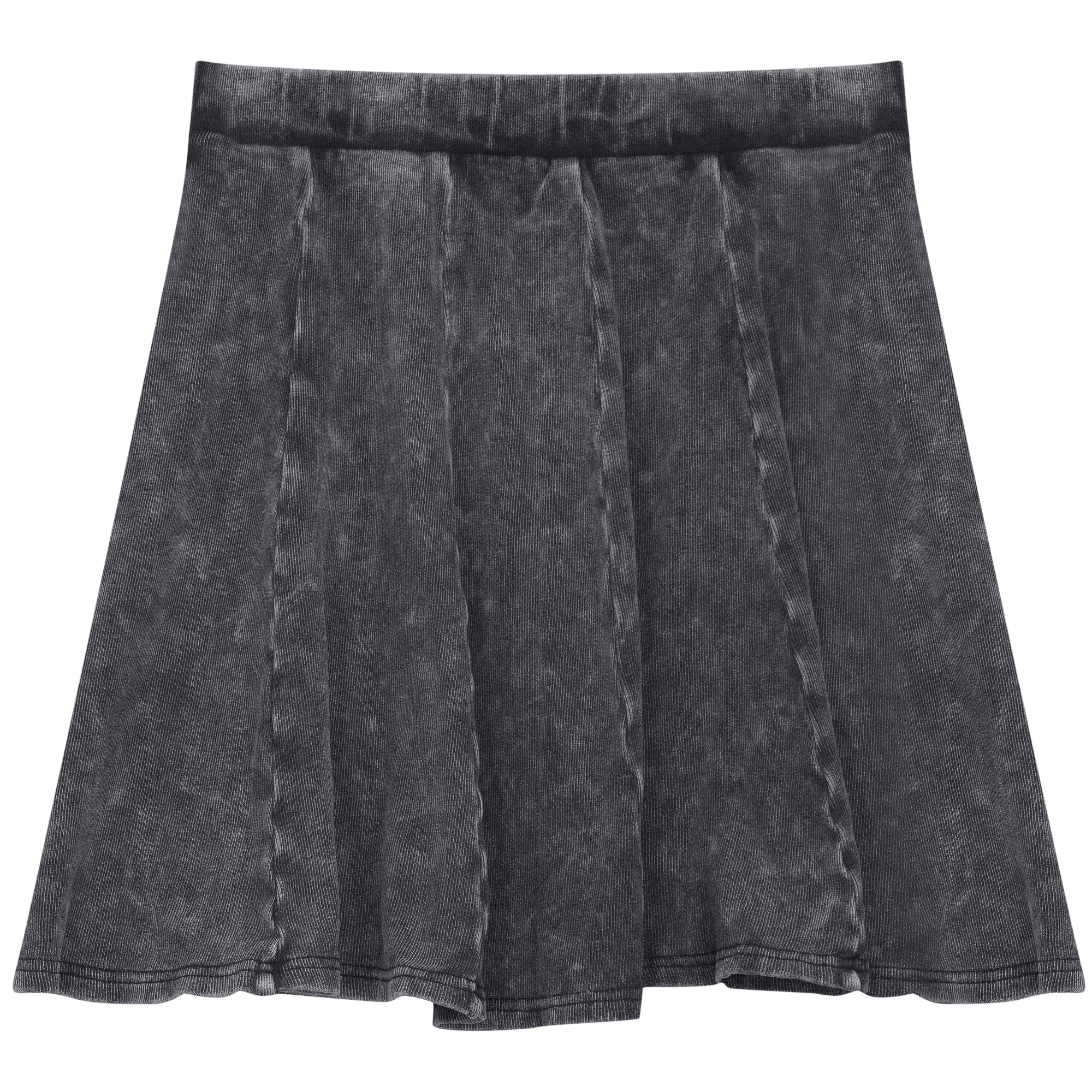 Distressed Short Panel Skirt in Black Wash by So What