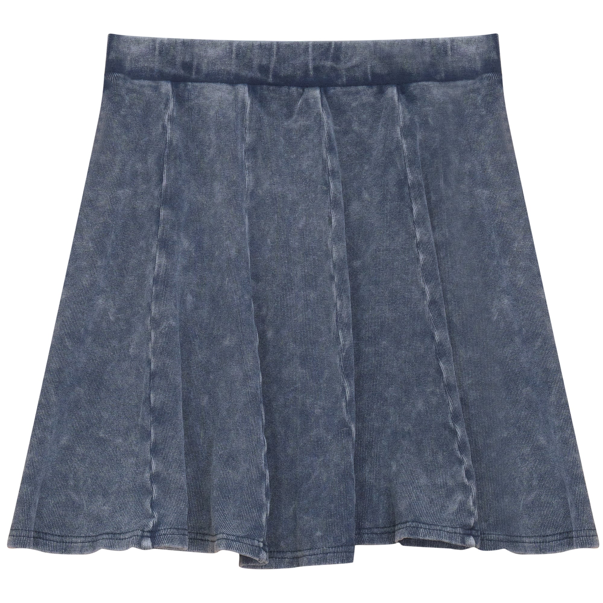 Distressed Short Panel Skirt in Denim Wash by So What
