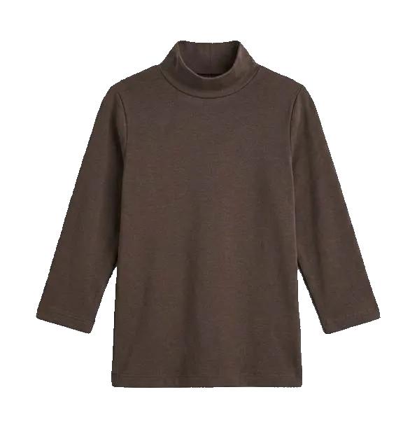Mock Neck Top in Brown by My Basics