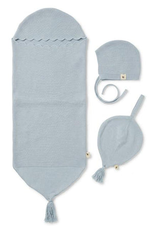 Knitted 3Pc Set in Blue One Size by Bebe Bella