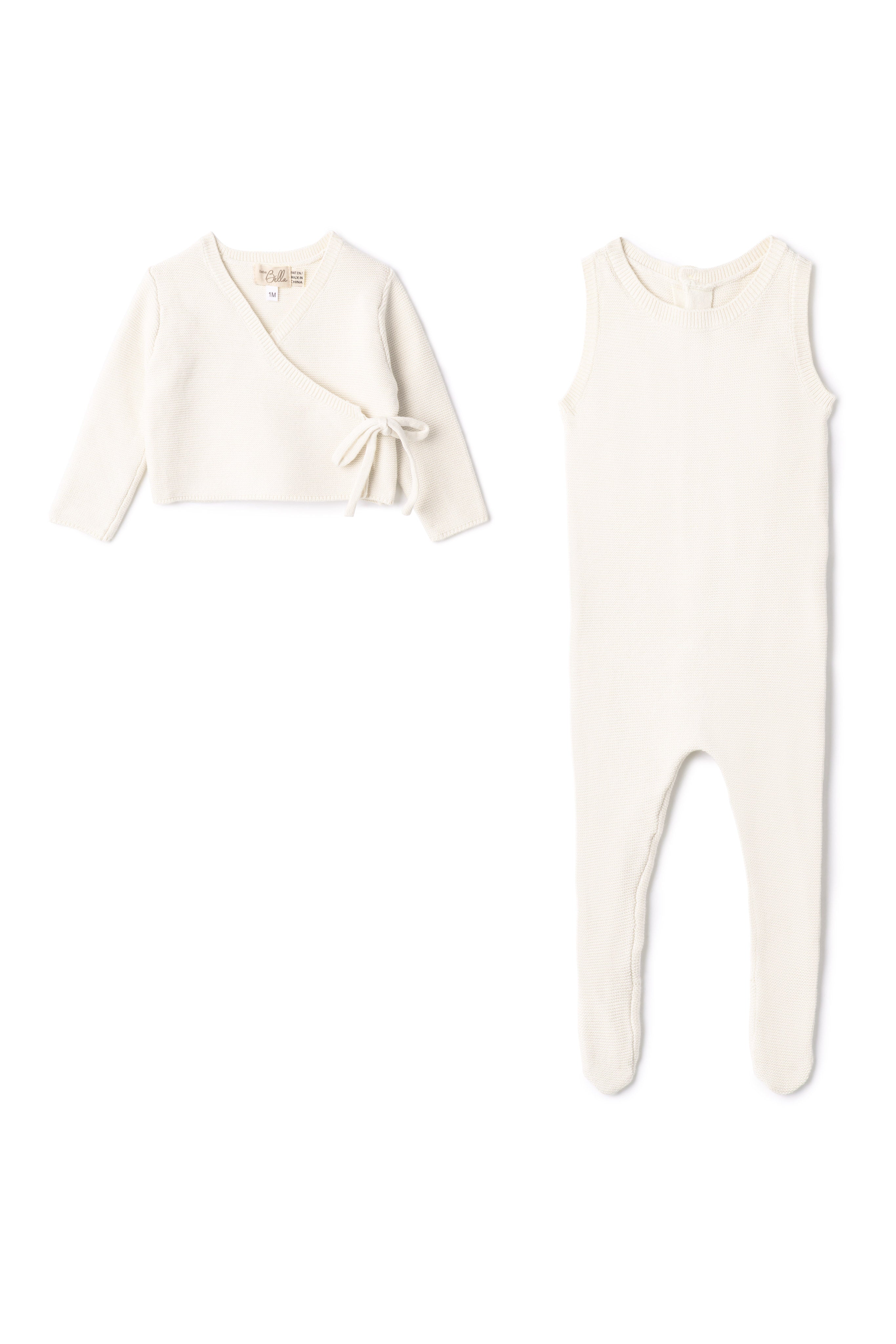 Onesie Cardigan Set in Cream by Bebe Bella