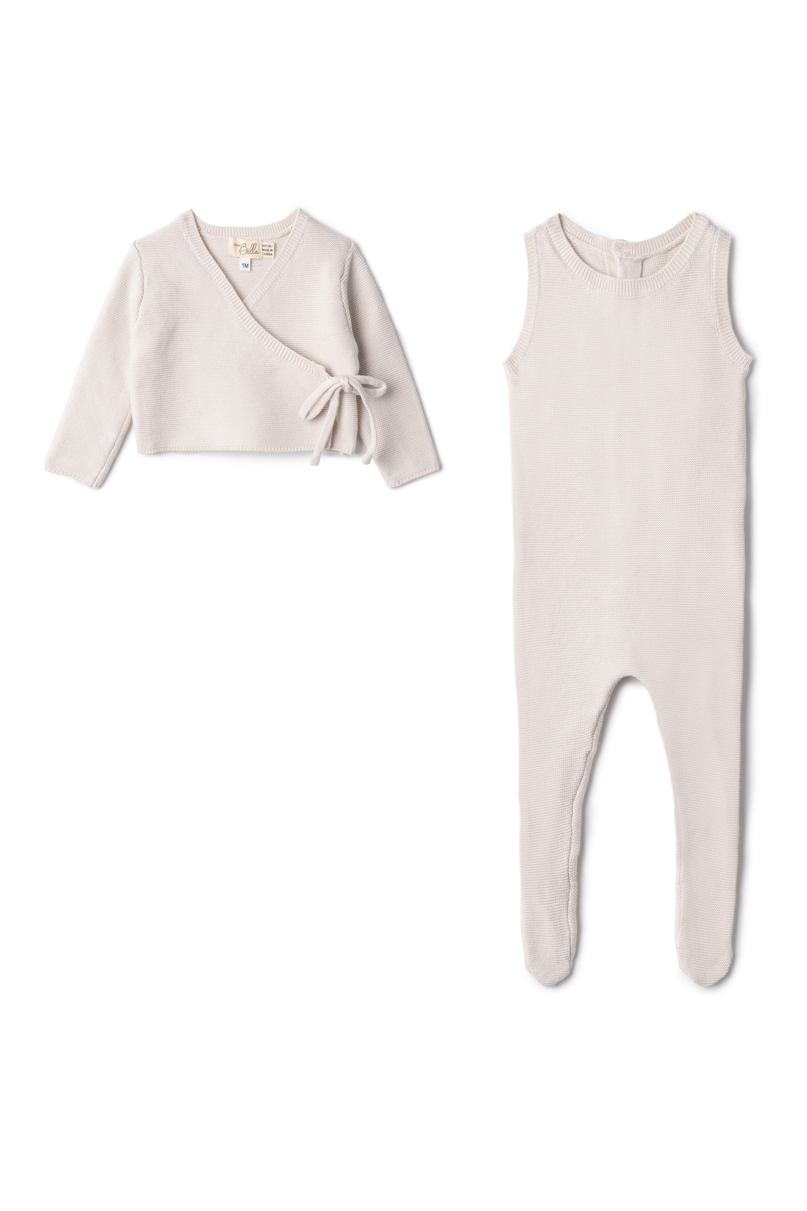Onesie Cardigan Set in Dark Almond by Bebe Bella
