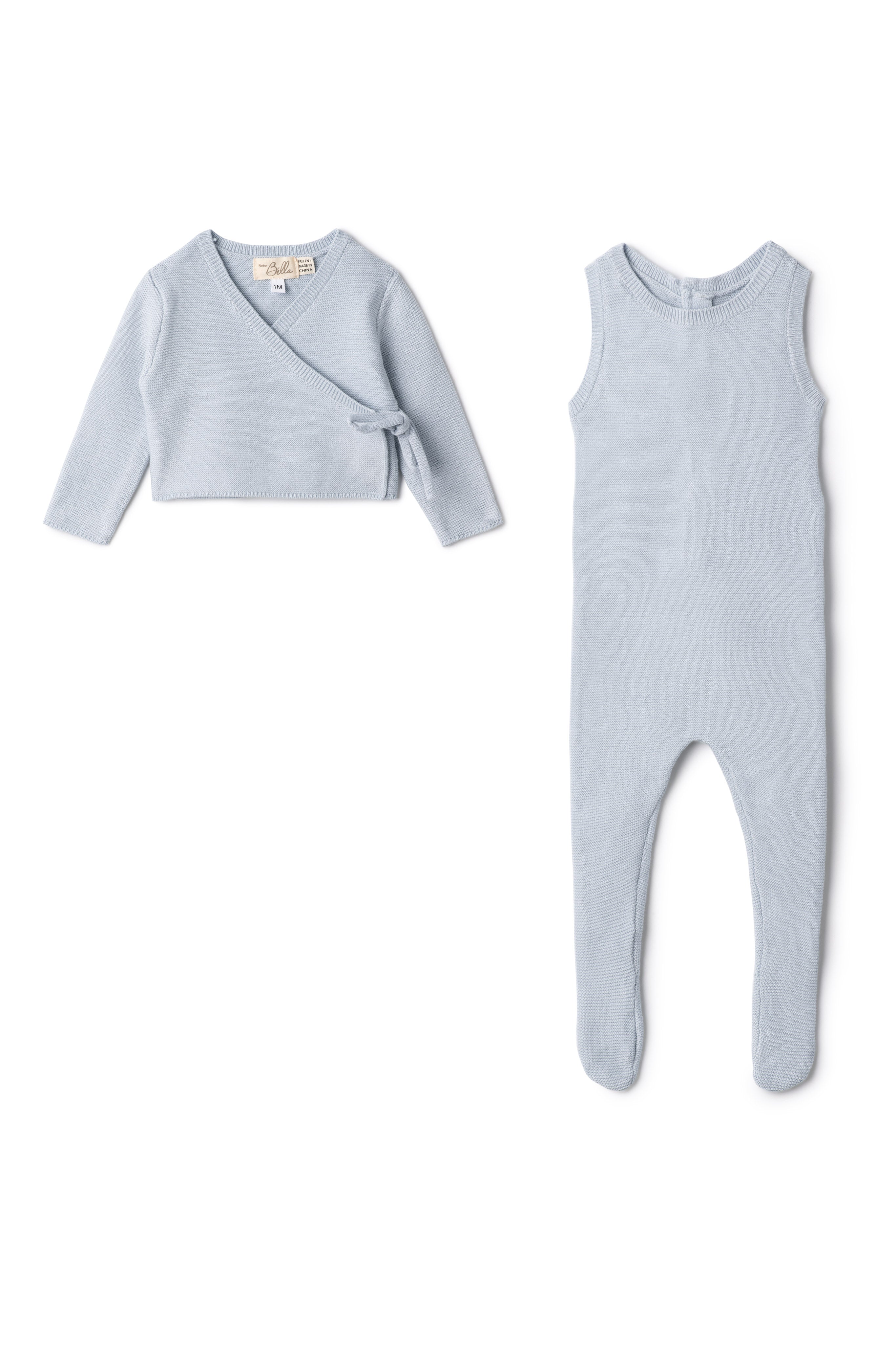 Onesie Cardigan Set in Blue by Bebe Bella
