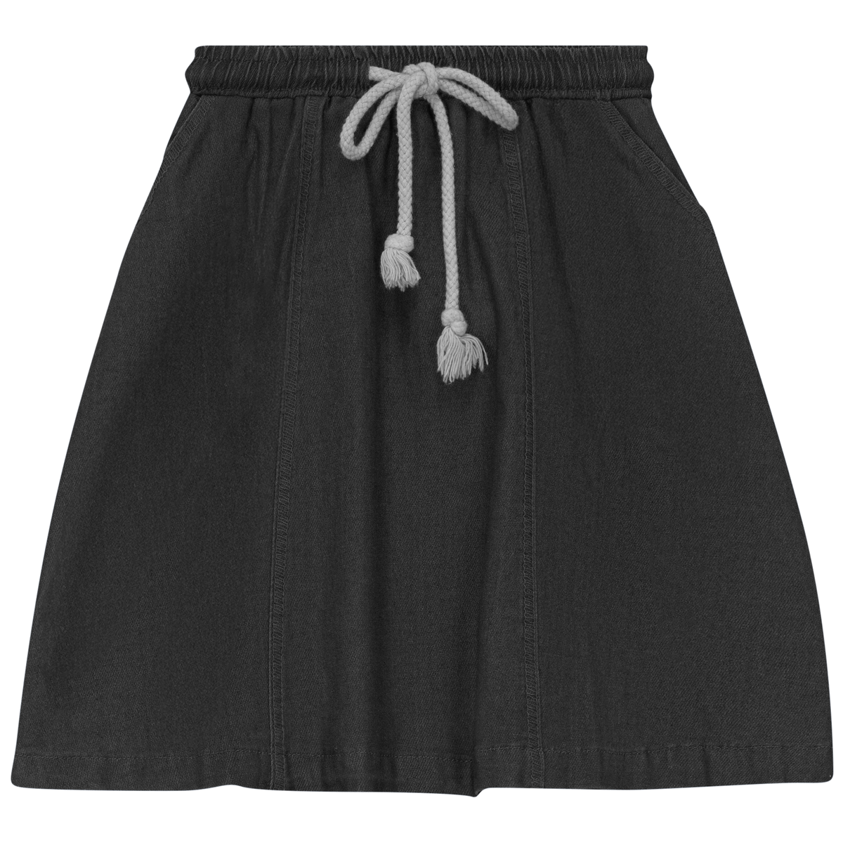 Denim Panel Skirt in Black Mix by So What