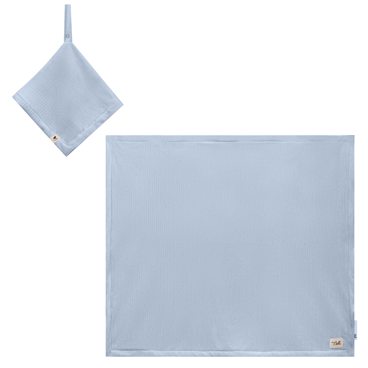 Velour Rib Blanket and Lovey in Blue One Size by Bebe Bella