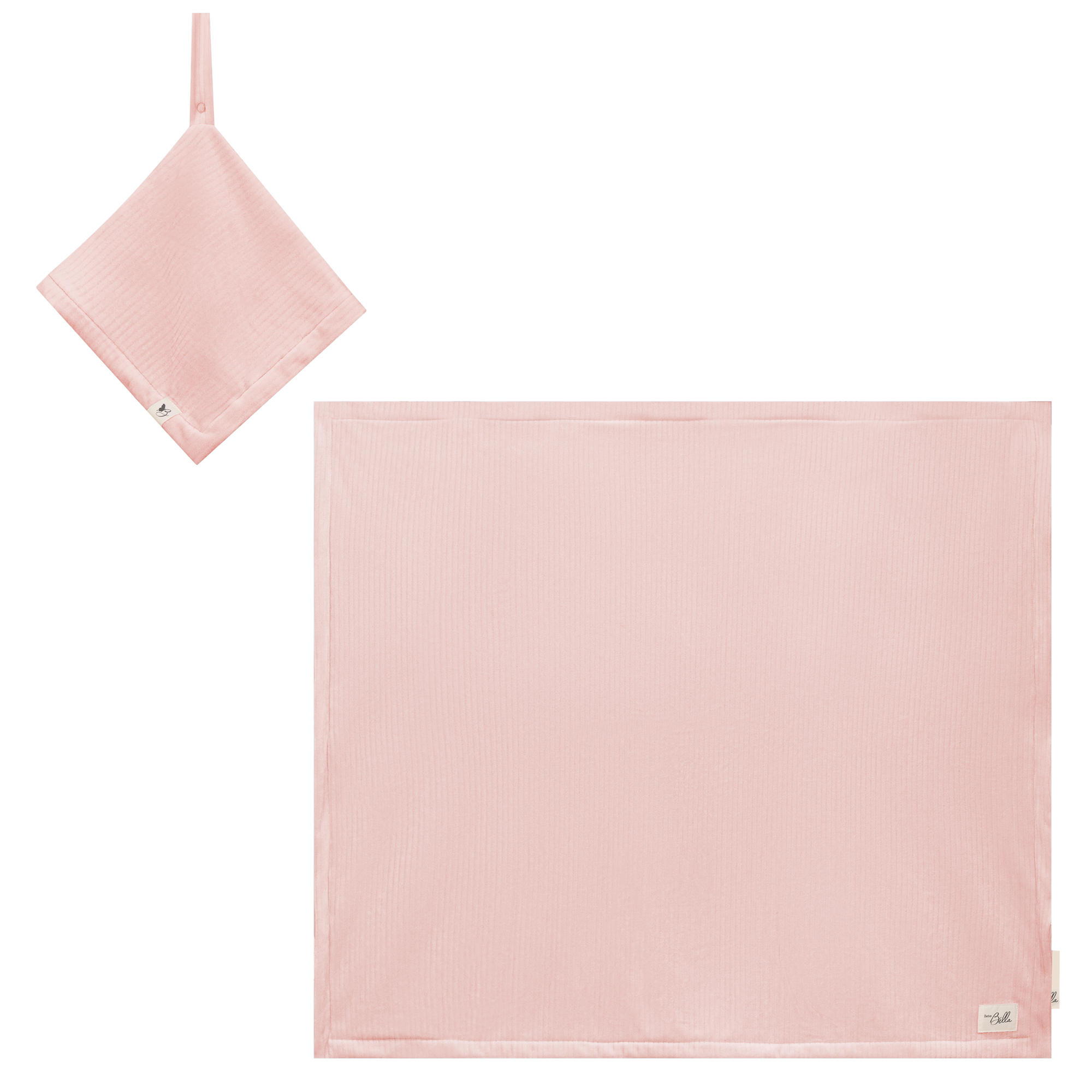 Velour Rib Blanket and Lovey in Pink One Size by Bebe Bella