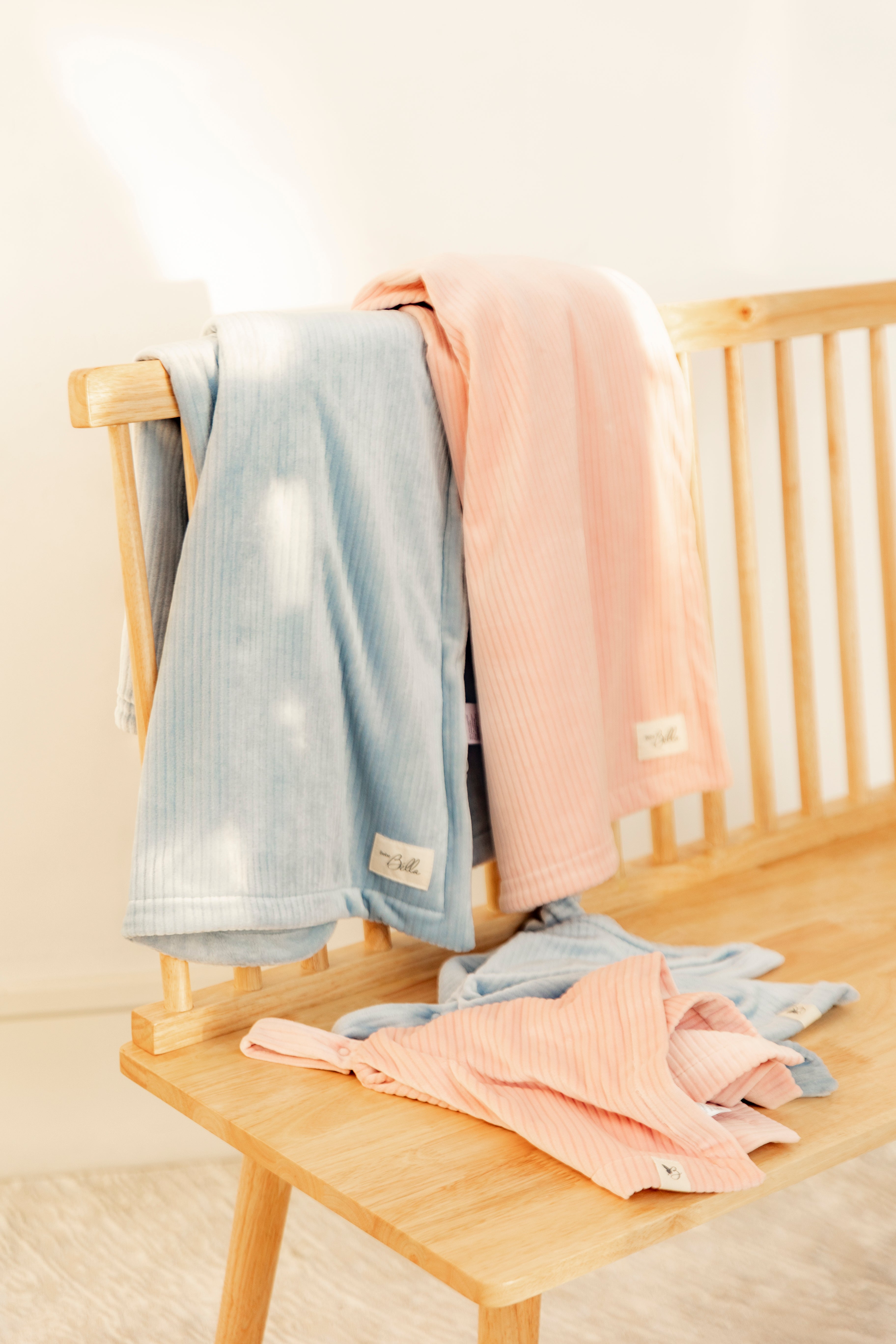 Velour Rib Blanket and Lovey in by Bebe Bella