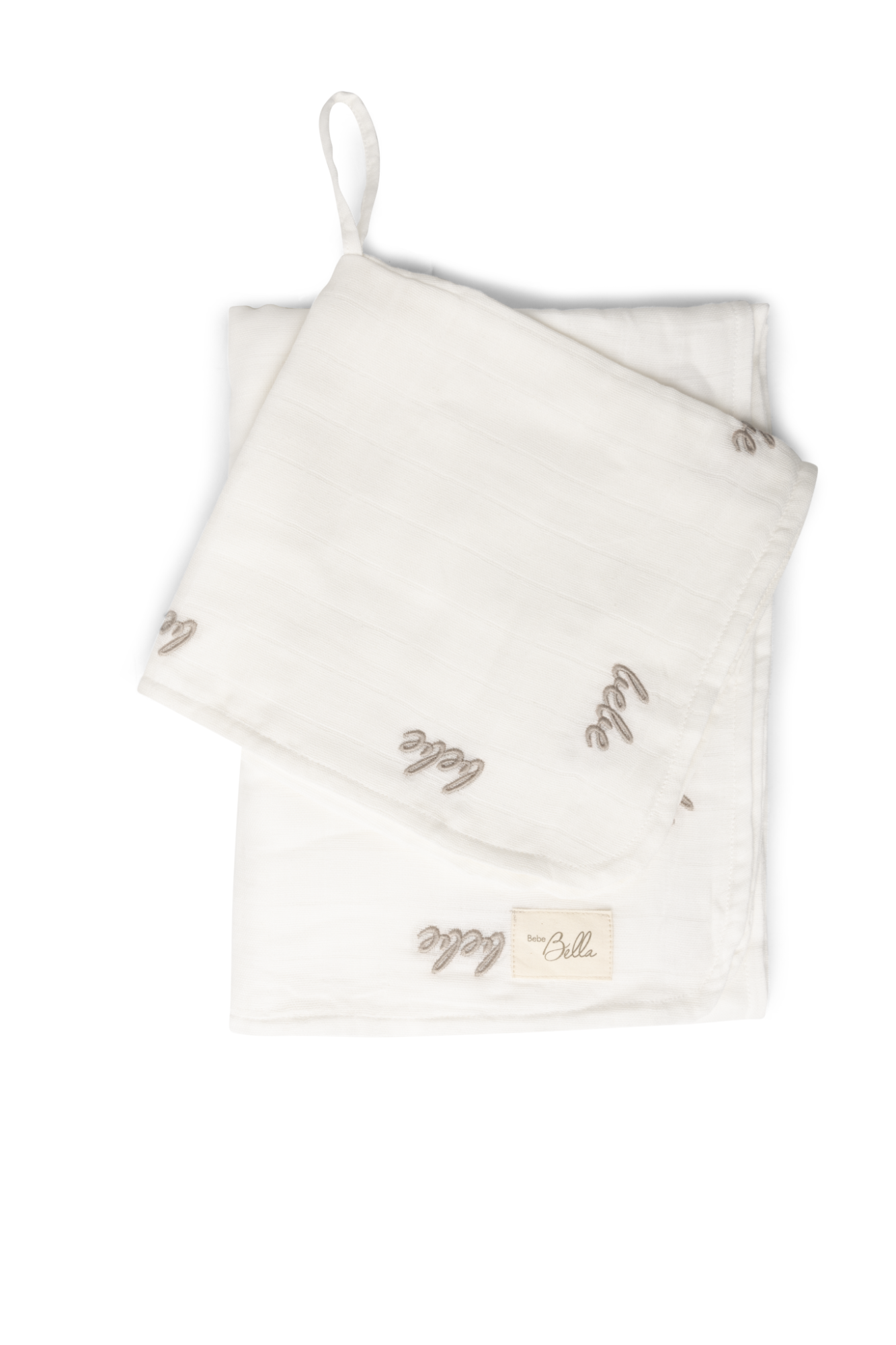 Embroidered Swaddle and Lovey Set in Off White Beige One Size by Bebe Bella