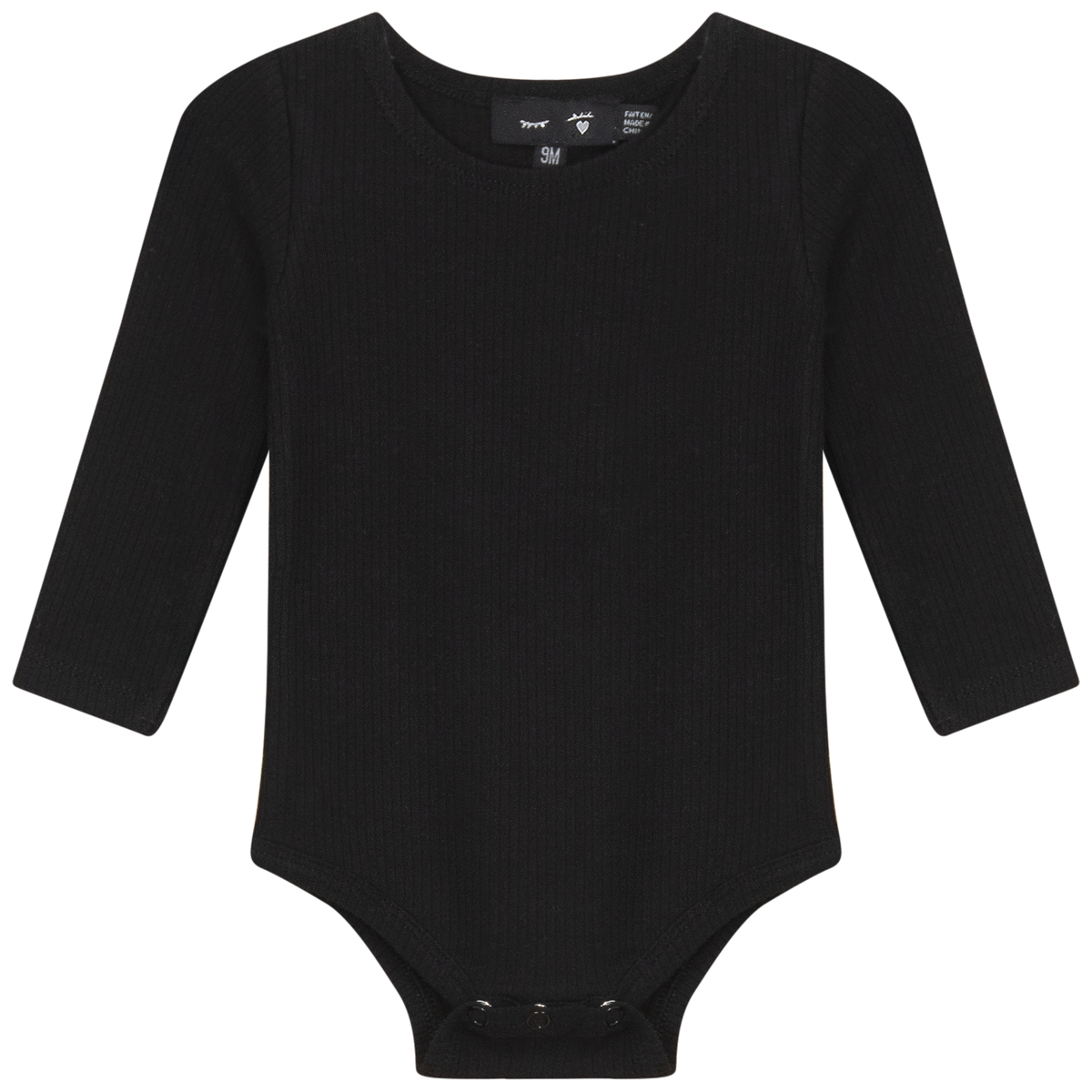 Pointelle Long Sleeve Rib Onesie in Black by Peek a boo