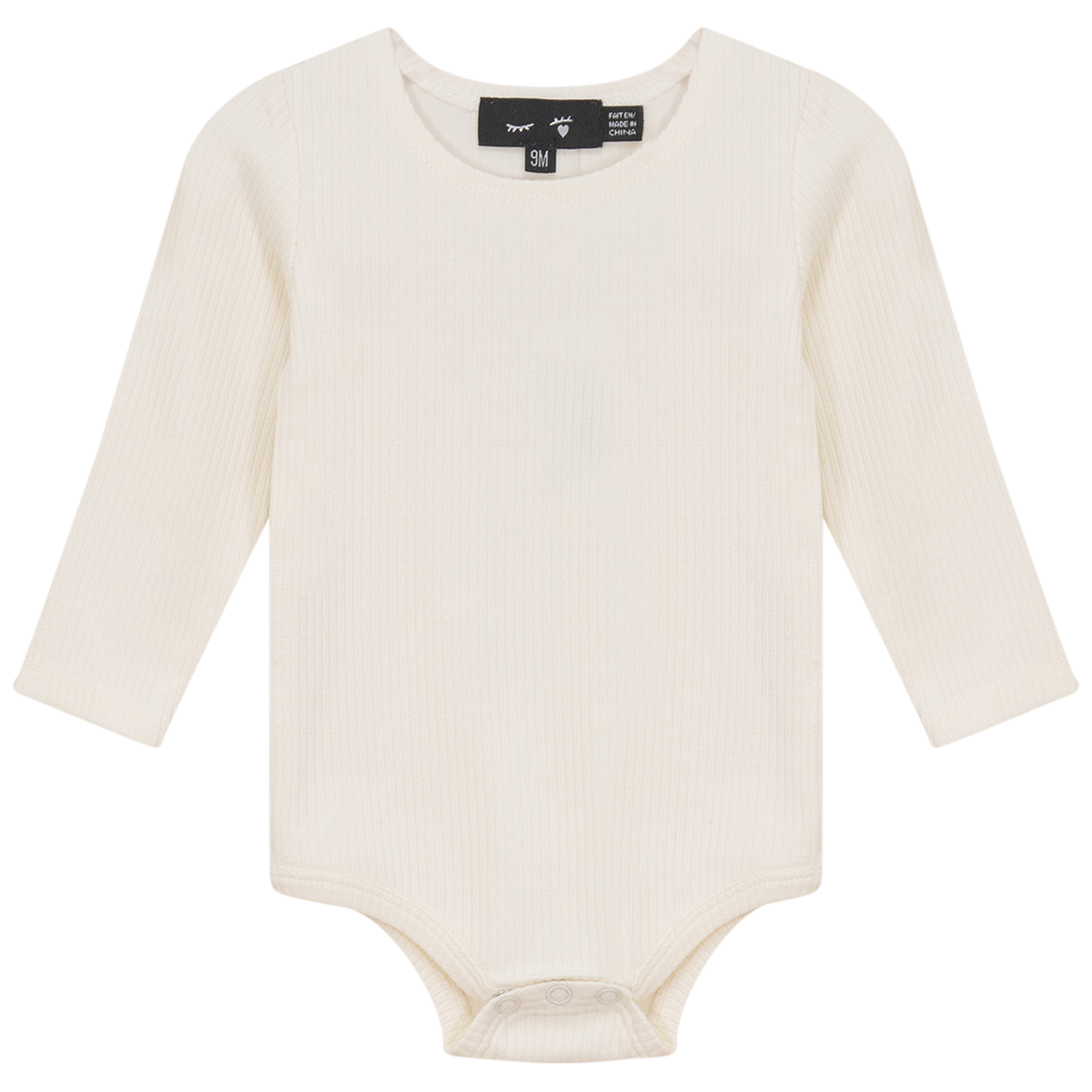 Pointelle Long Sleeve Rib Onesie in Off White by Peek a boo